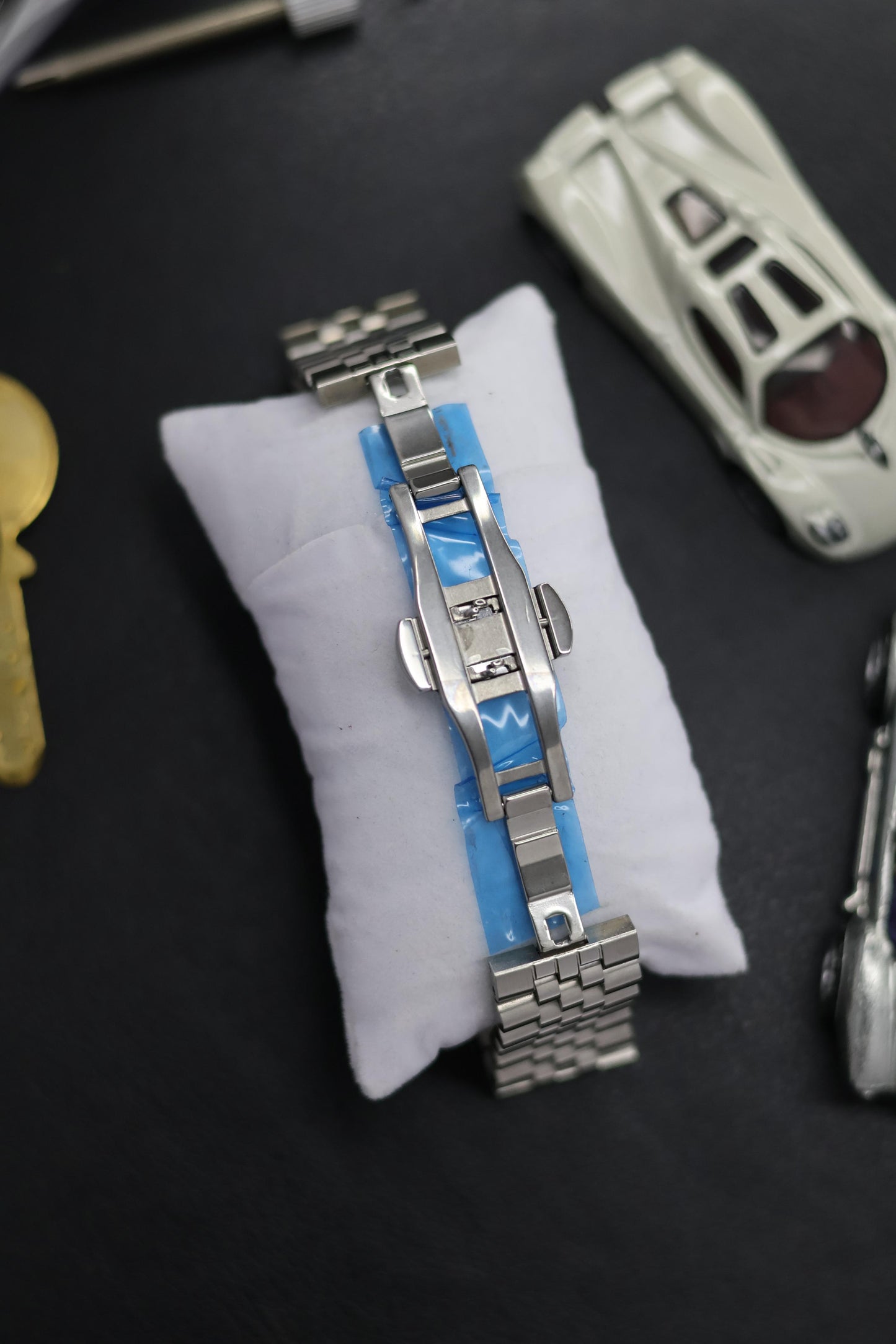 Butterfly Clasp Jubilee Bracelet Watch Strap - Straight Ends + Solid Link + Quick Release