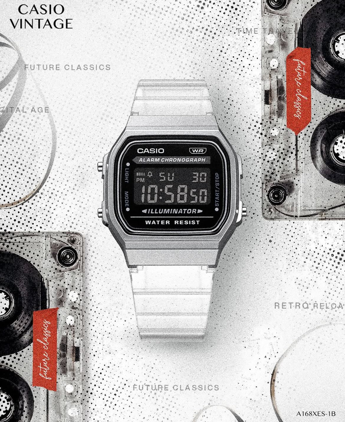 CASIO A168XES-1BDF - D306 - with JELLY BAND