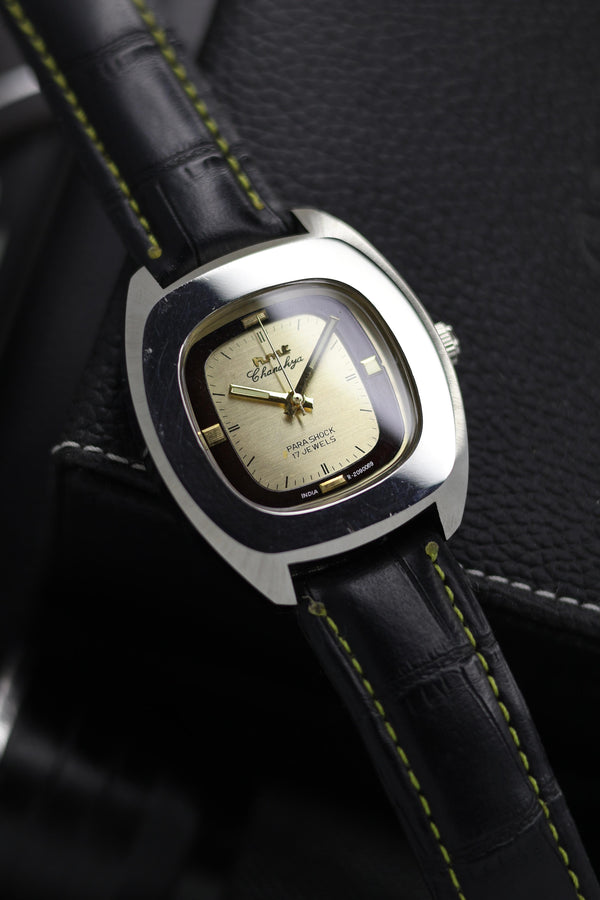 (Super Rare) Vintage HMT Chanakya Champagne TV Dial - in Original Condition - Mechanical Hand Winding Watch (Pre Owned) - SE539
