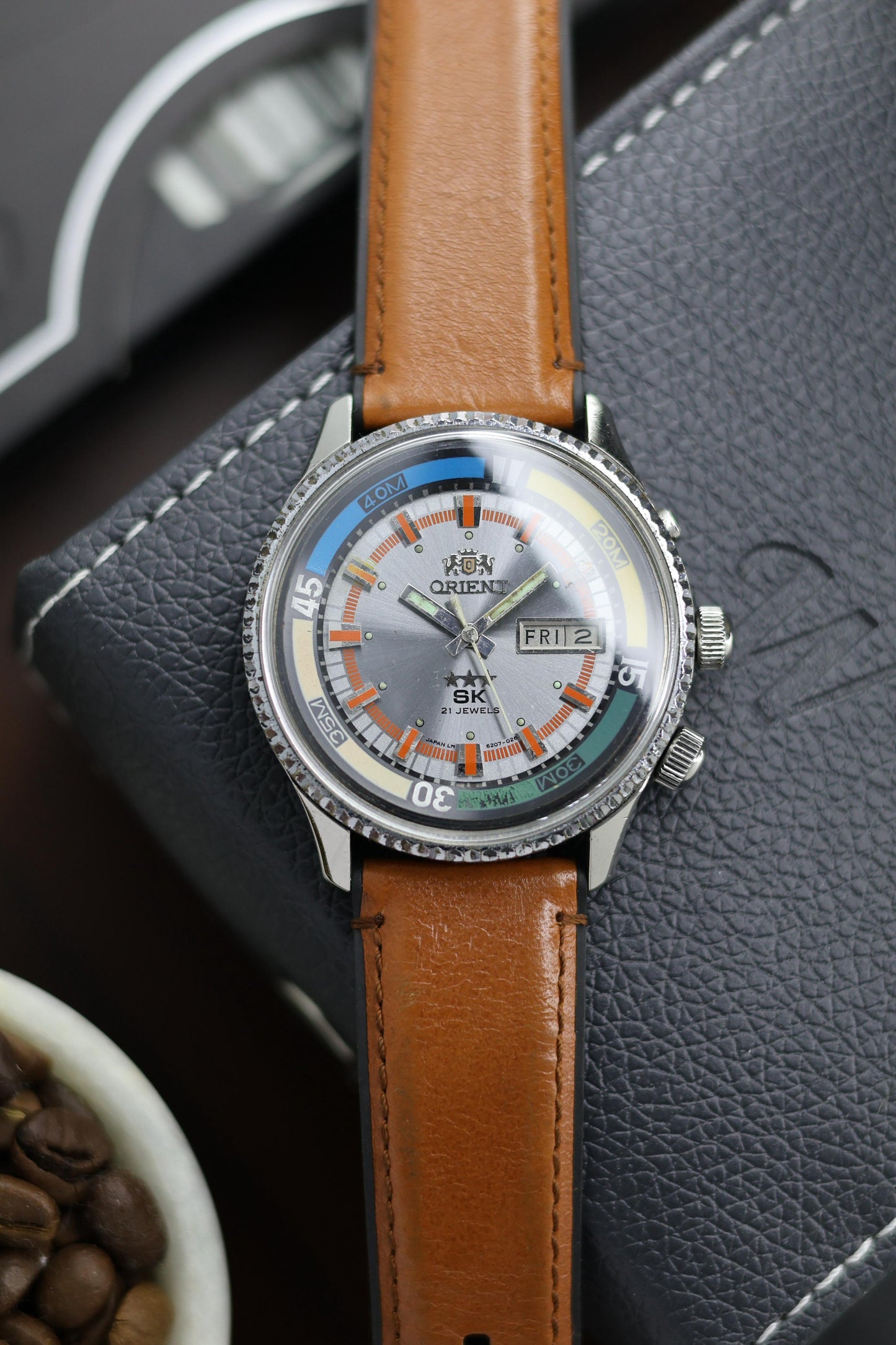 (Super Rare) Orient Tri-Star SK Diver Silver Dial with Rotating Inner Ring - Automatic Vintage Watch (Pre Owned) - A416