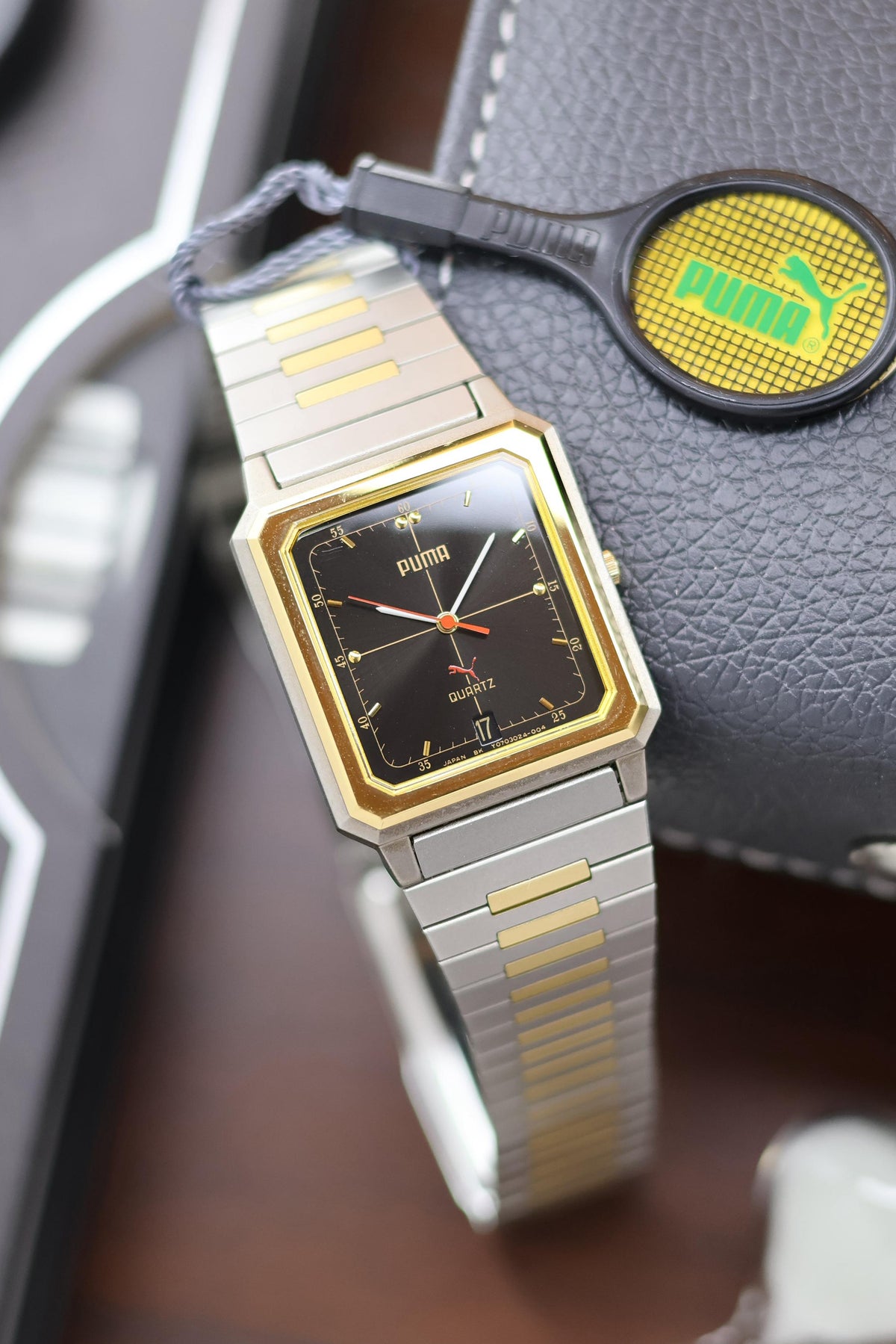 (JDM - Extremely Rare) Limited Edition ORIENT X PUMA Slim Tank Style Two Tone Black Sunray Dial - Quartz Vintage Watch (Pre Owned) - A272