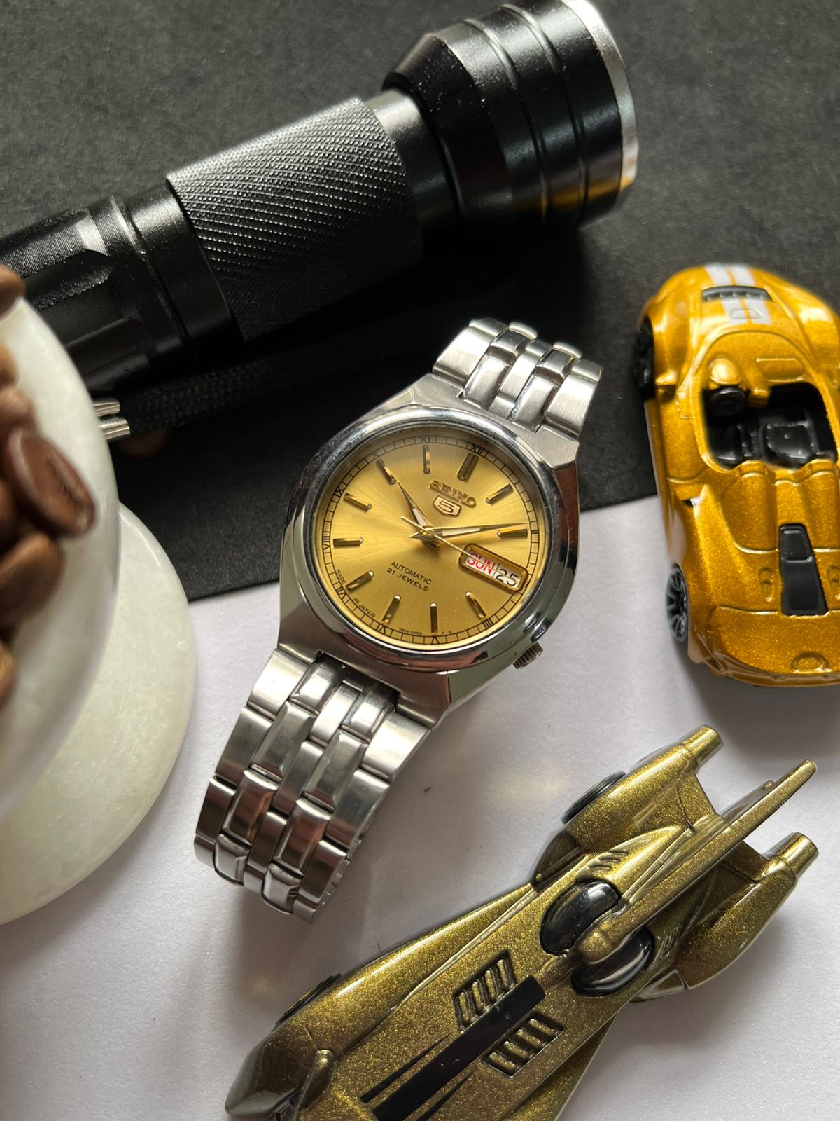 Seiko 5 Gold Dial with Glass Back (Pre Owned)