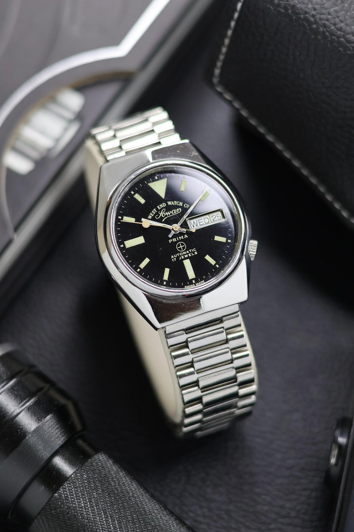 (Super Rare) West End Watch Co. SOWAR PRIMA Black Dial - Automatic Swiss Vintage Watch (Pre Owned) - SE987