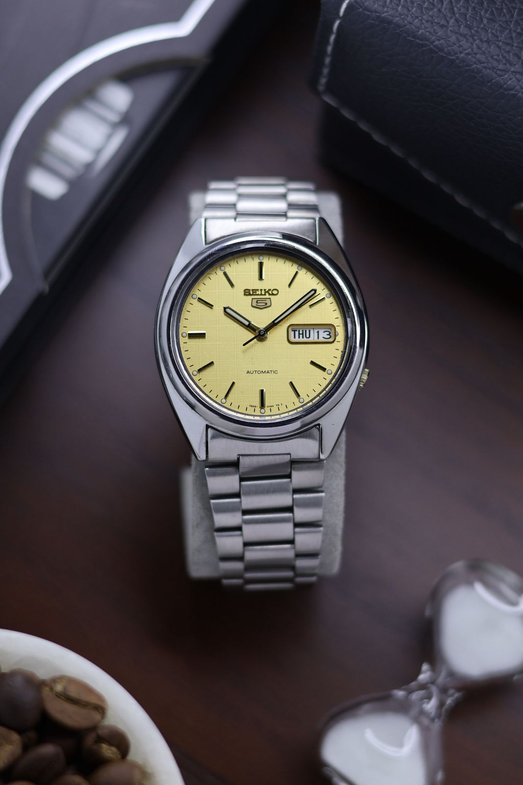 (Super Rare) Seiko 5 Gold Graph Dial with Glass Back - Automatic Vintage Watch (Pre Owned) - SE451