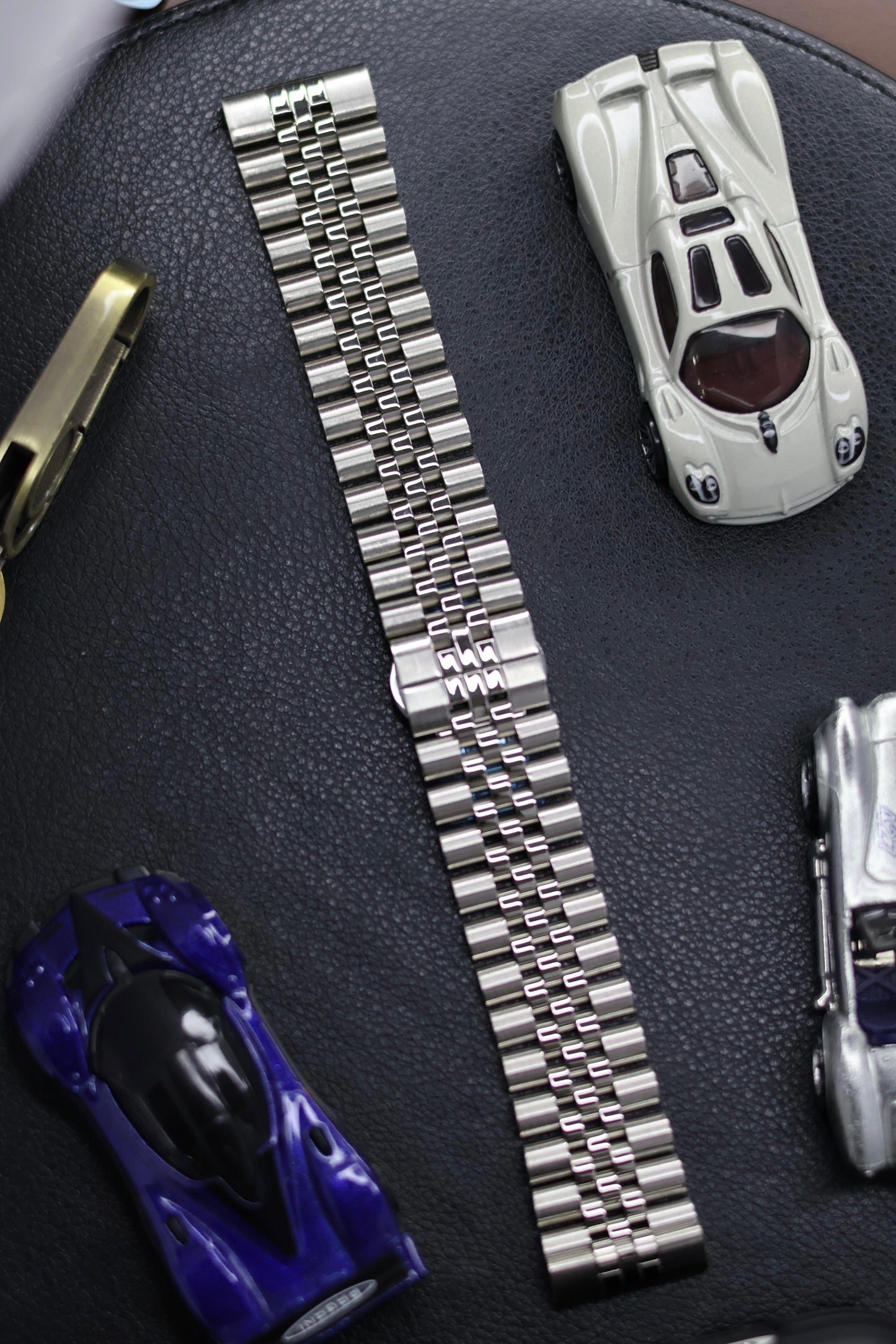 Butterfly Clasp Jubilee Bracelet Watch Strap - Straight Ends + Solid Link + Quick Release