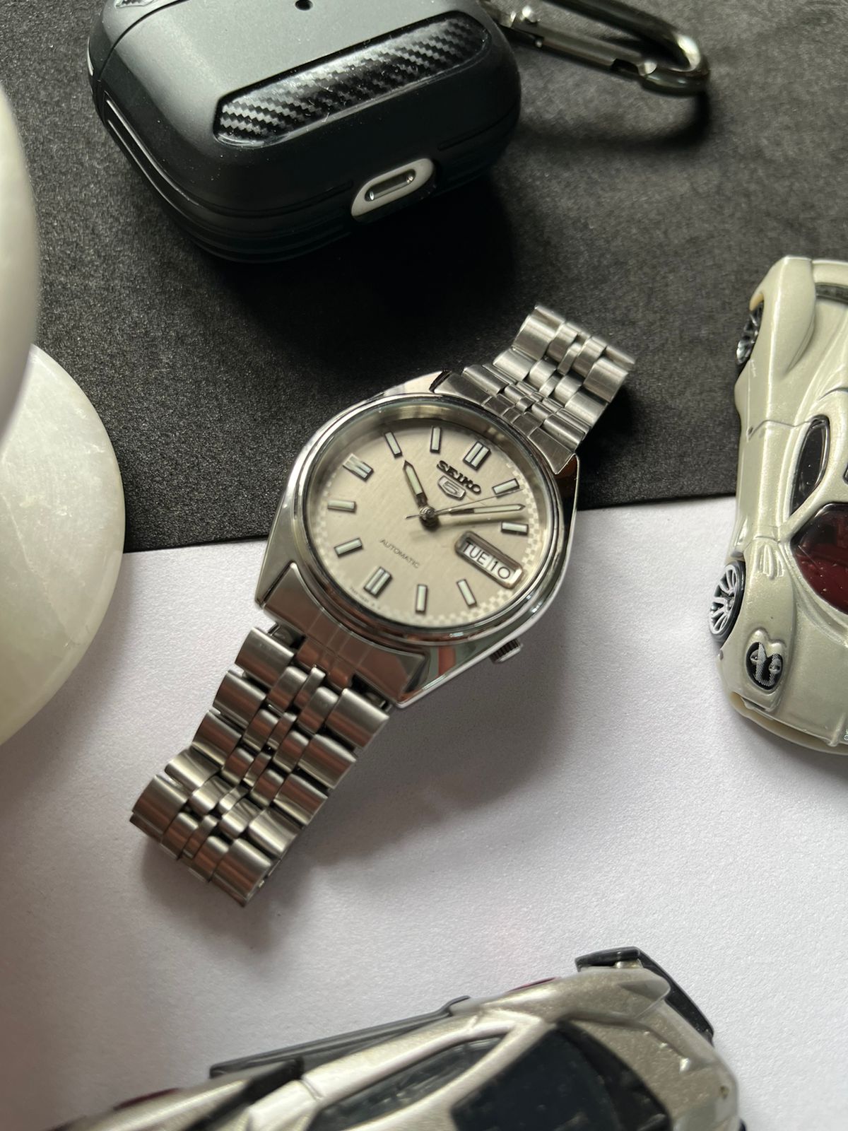 Seiko 5 Grey Racing Dial with Glass Back (Pre Owned)a