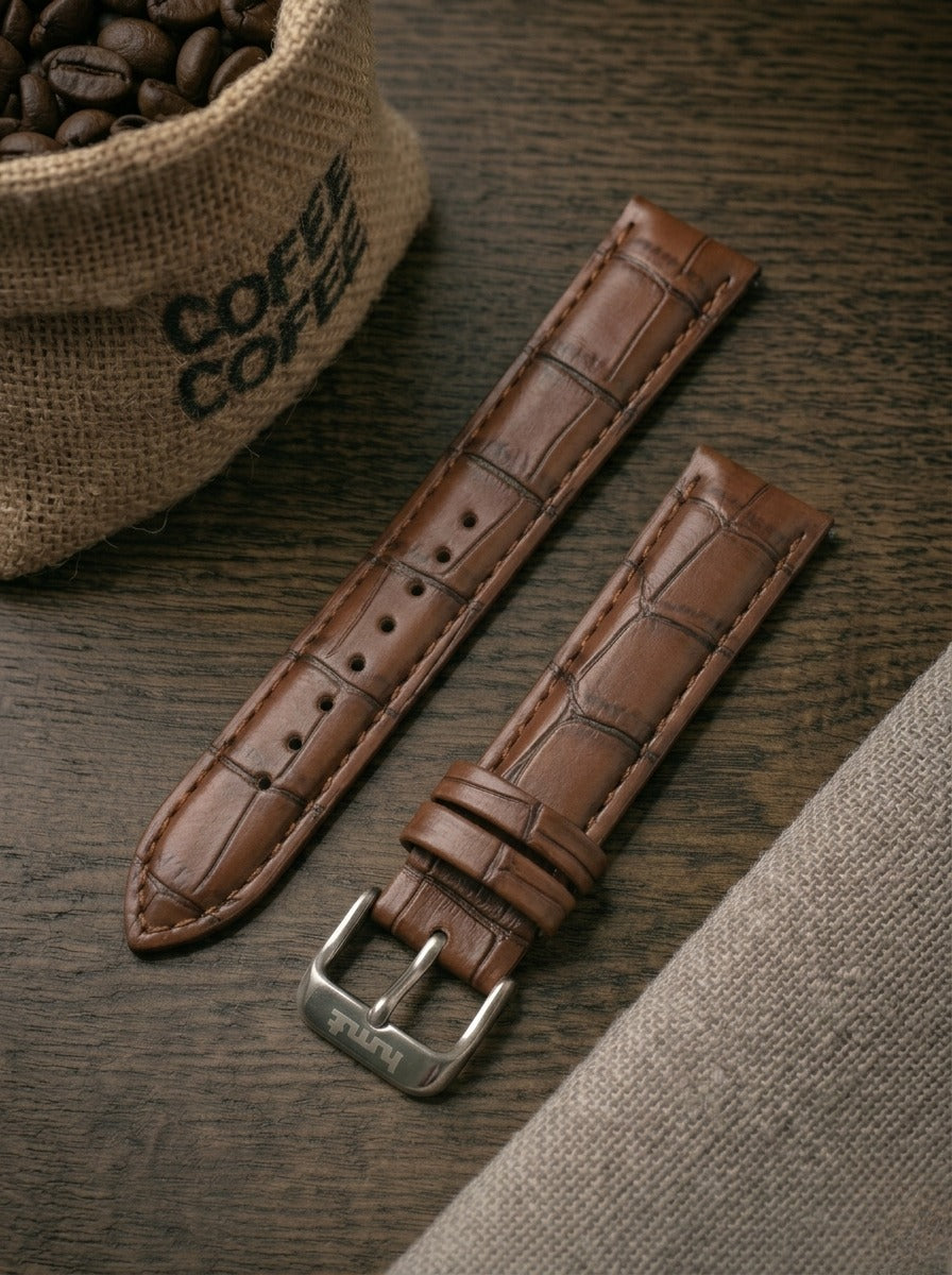Brown Croc Leather Watch Strap (18mm) – watchtopia.in Brown Croc Leather Watch Strap (18mm) – watchtopia.in
