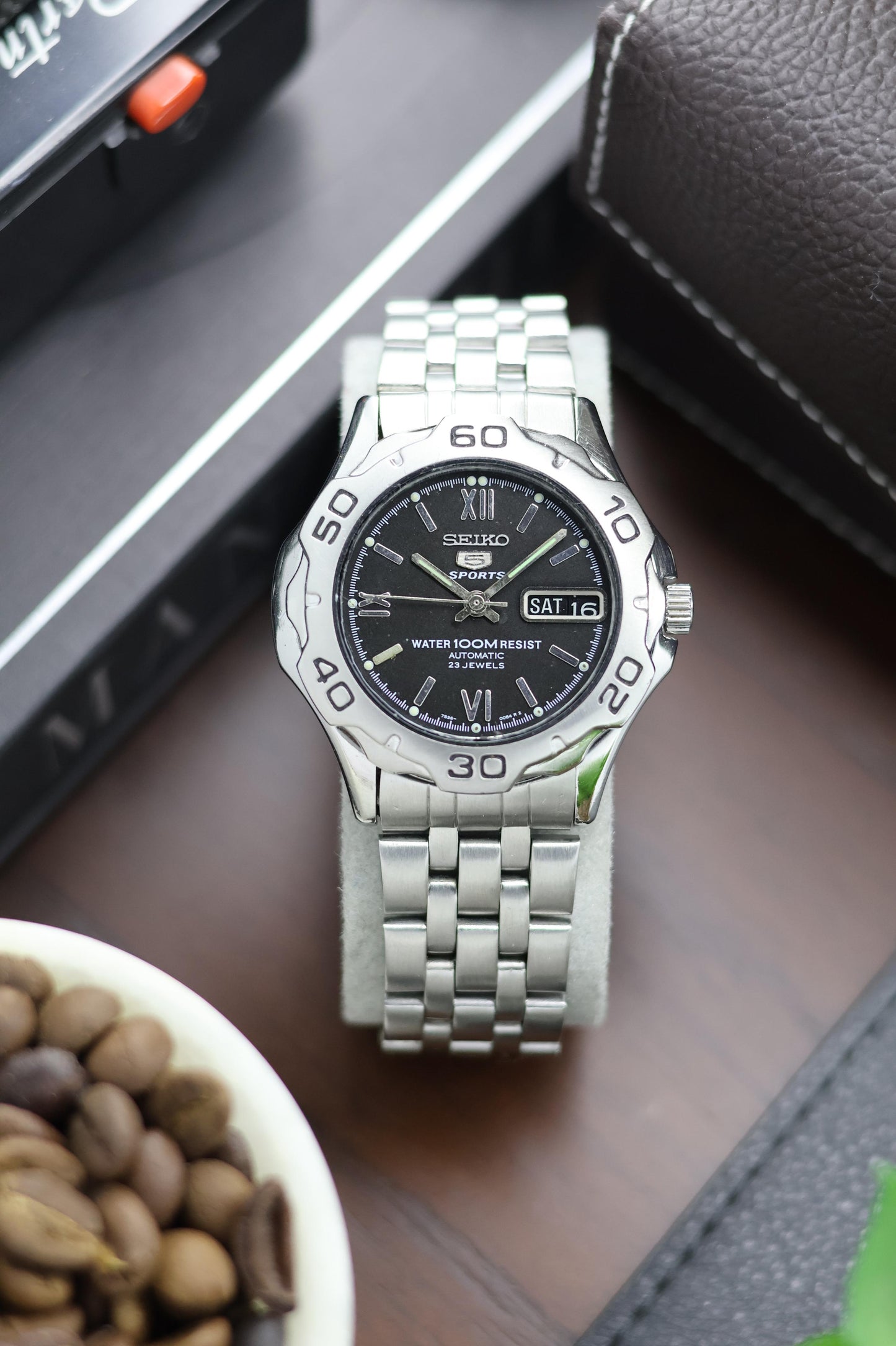 (Super Rare) Seiko 5 Black Diver with Glass Back - Automatic Watch (Pre Owned) - A212