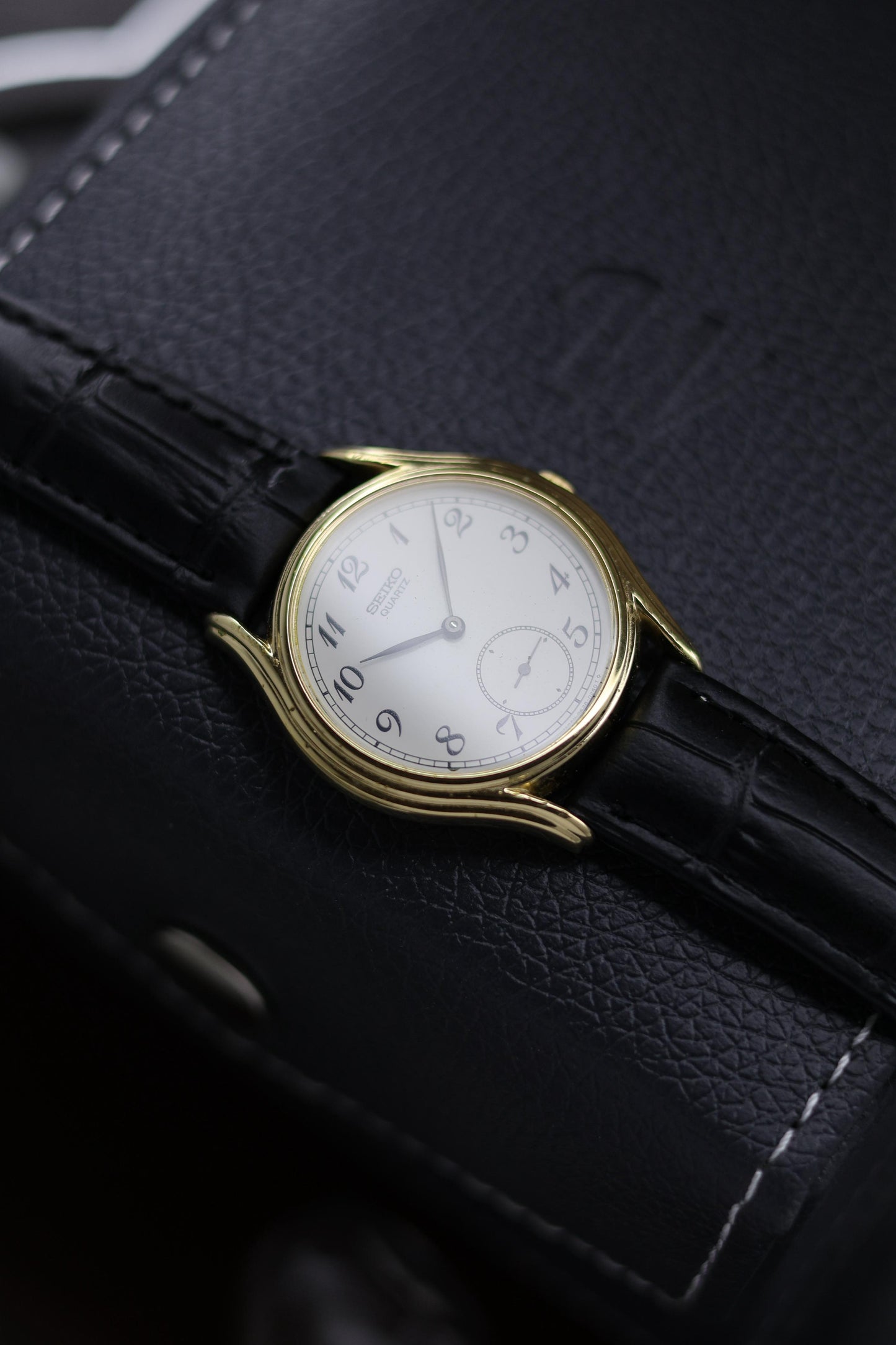 (JDM - Extremely Rare) 1981 Seiko Enamel Dial with Small Seconds and Gold Plated Case - Quartz Vintage Watch (Pre Owned) - A242