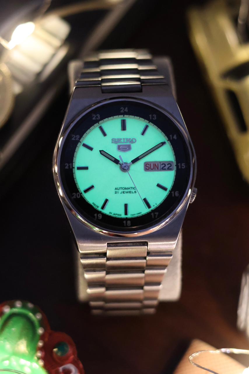 Seiko 5 Railway Time Lume Dial with Glass Back - Automatic Vintage Watch (Pre Owned) - SE532
