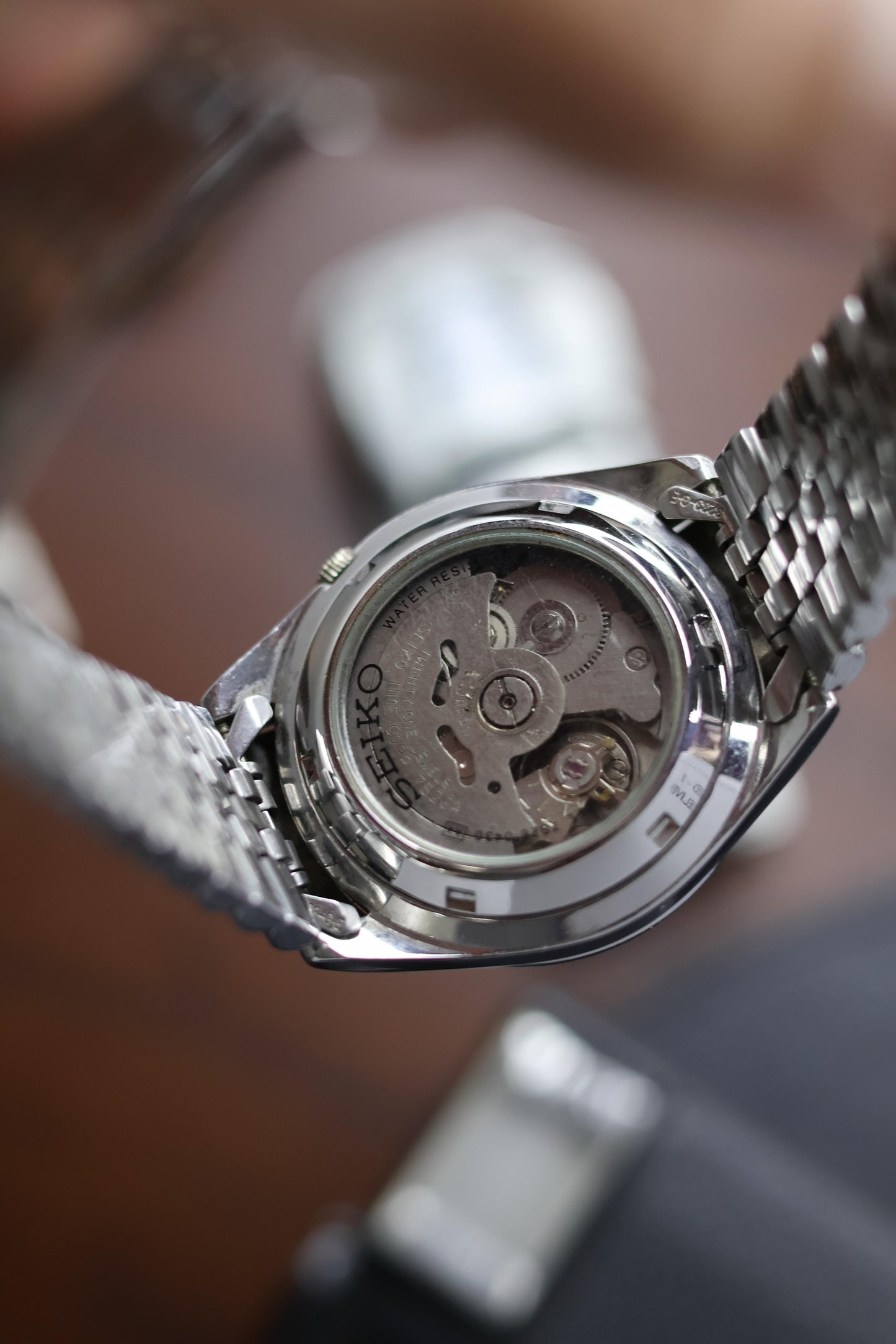 Seiko 5 Chequered Silver Dial with Glass Back (Pre Owned)