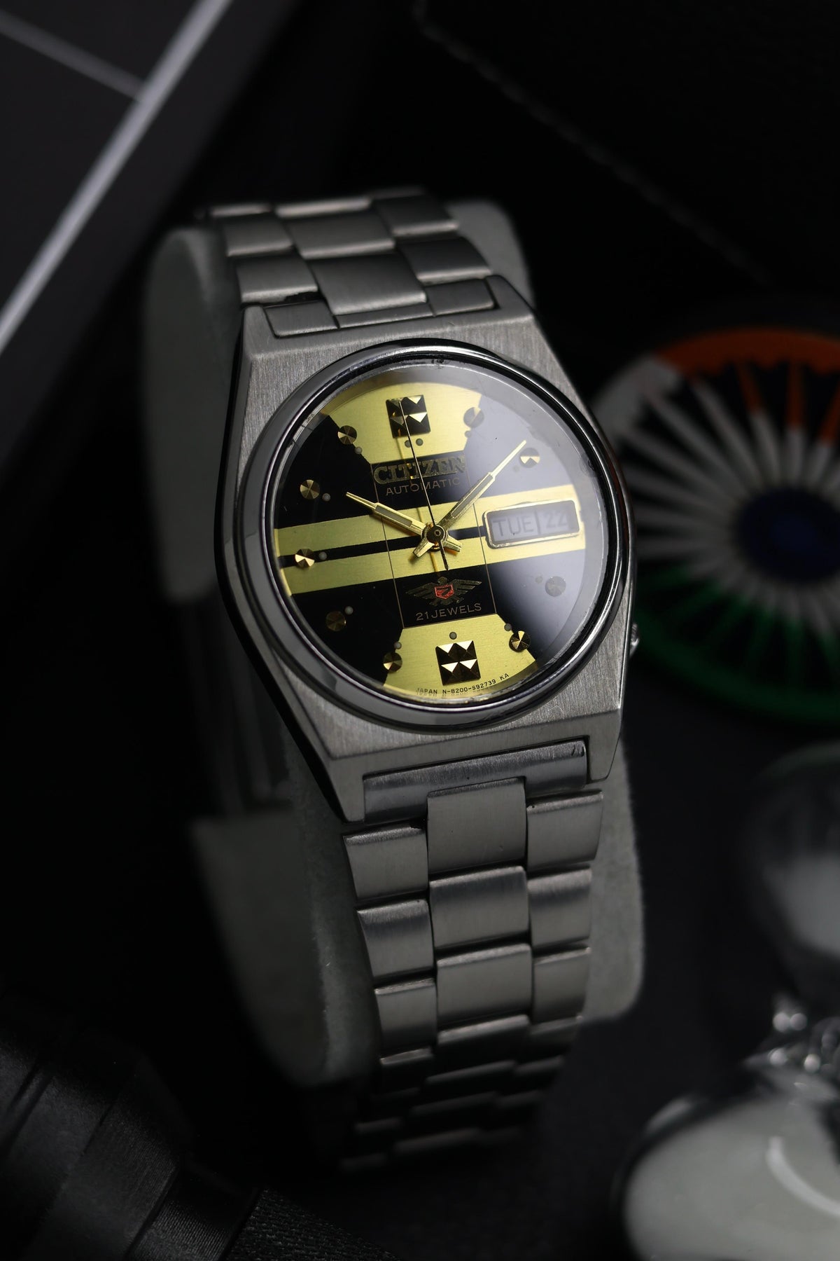 (Super Rare) Citizen Eagle 7 Black & Gold Motif Dial - Automatic Vintage Watch (Pre Owned) - SE634