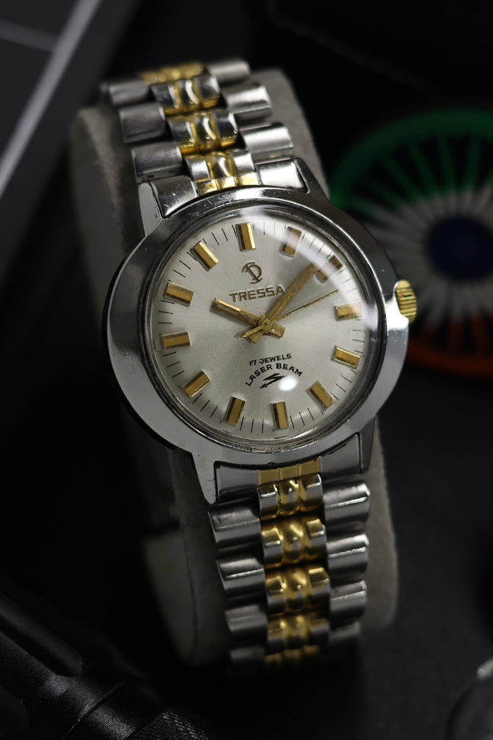 (Super Rare) TRESSA Laser Beam ‘Dynamic’ Two Tone Silver Dial - Swiss Hand-Winding Vintage Watch (Pre Owned) - SE726