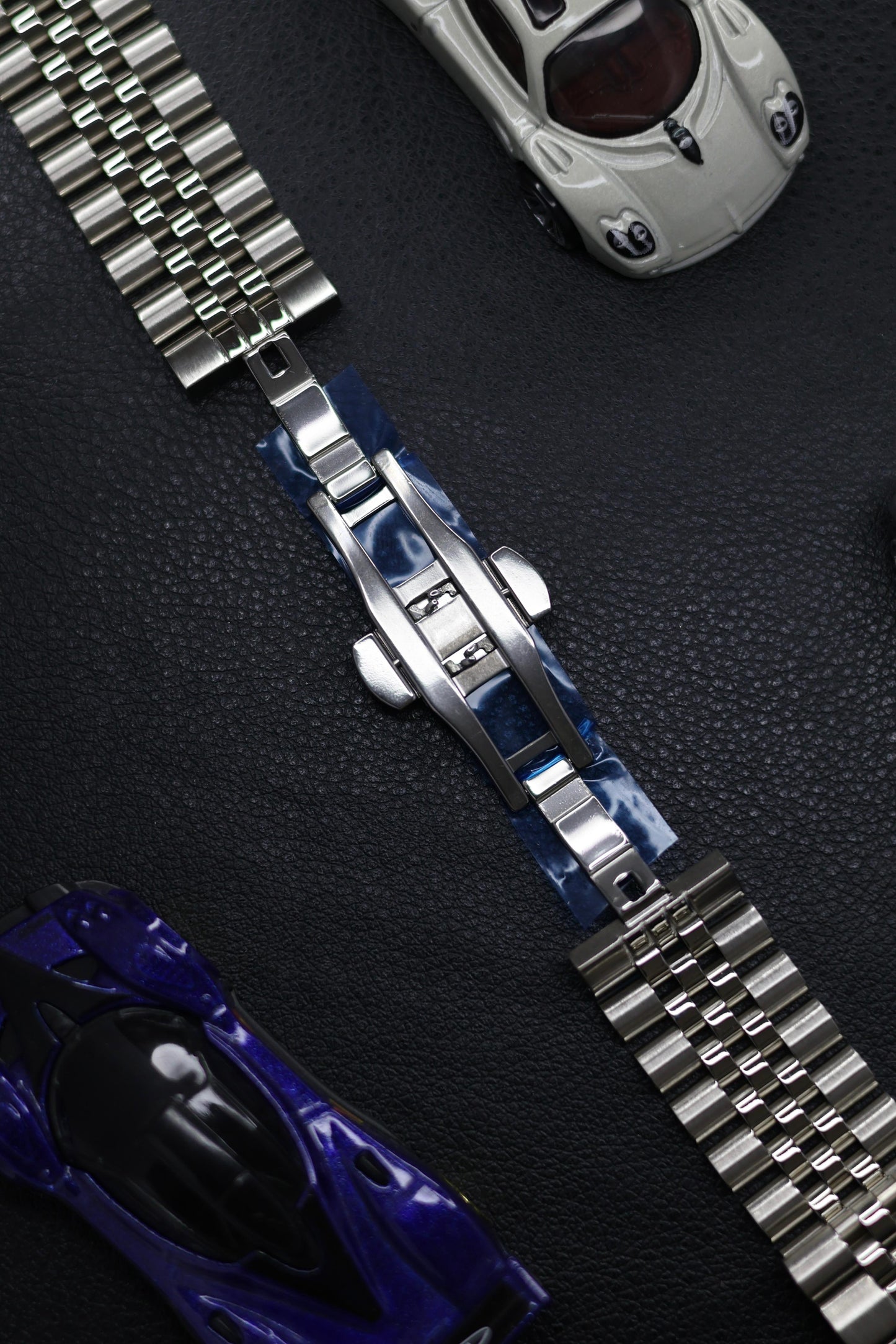 Butterfly Clasp Jubilee Bracelet Watch Strap - Straight Ends + Solid Link + Quick Release