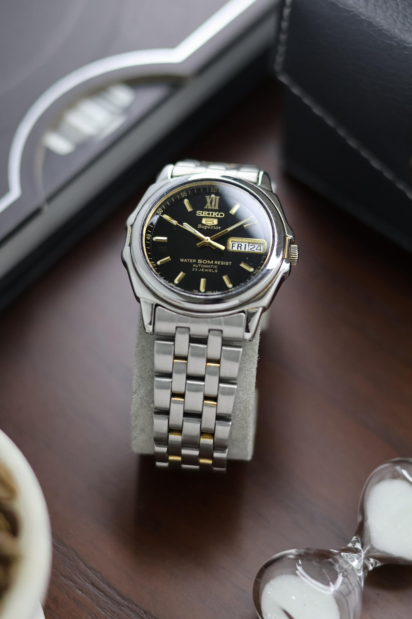 (Super Rare) Seiko 5 Superior Black Opaline Dial - Automatic Vintage Watch (Pre Owned) - SE453