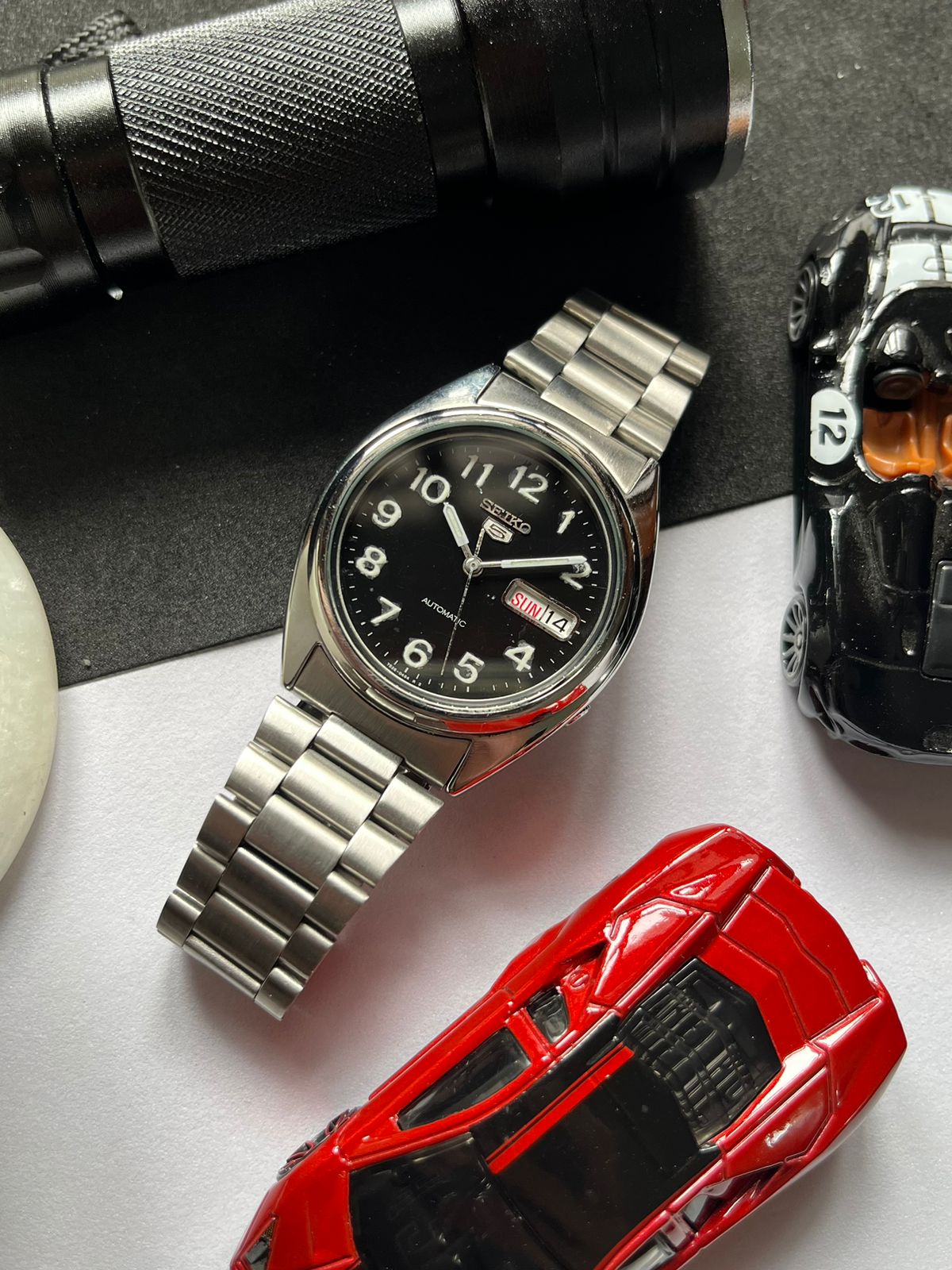 Seiko 5 Field Black Dial with Glass Back (Pre Owned)