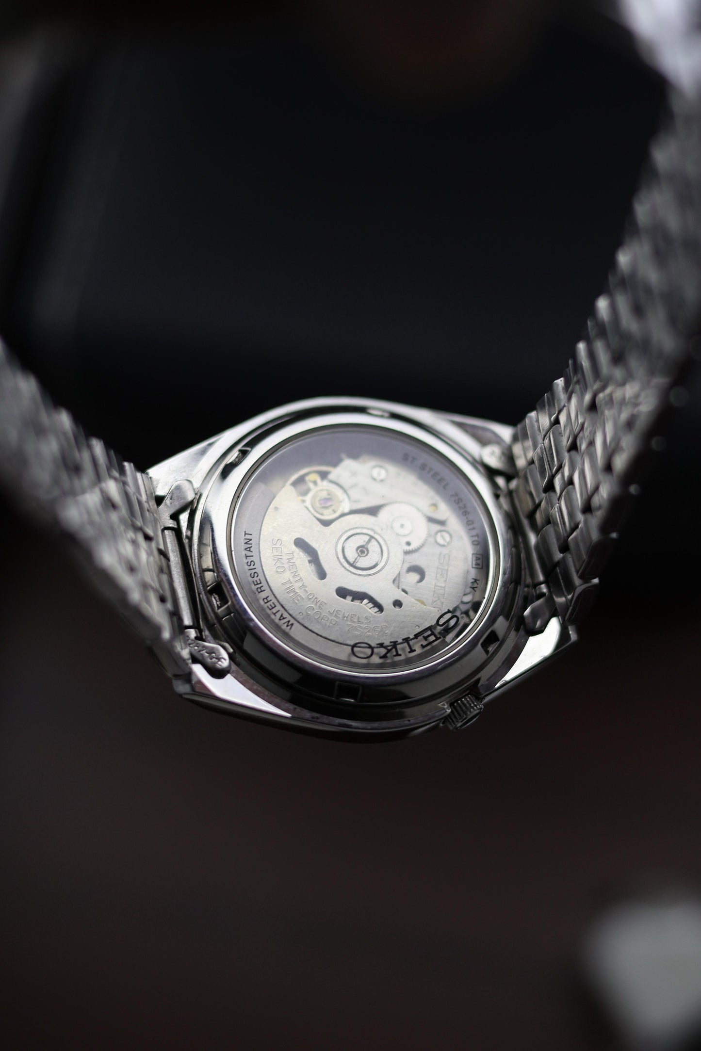 Seiko 5 Black Opaline Dial with Glass Back - Automatic Vintage Watch (Pre Owned) - A355