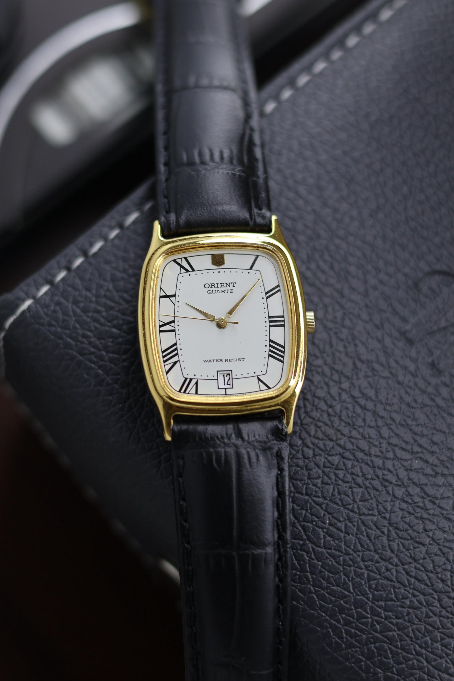 (JDM - Extremely Rare) NOS Orient Tank Quartz White Dial with Gold Plated Case - Vintage Watch (Pre Owned) - A175