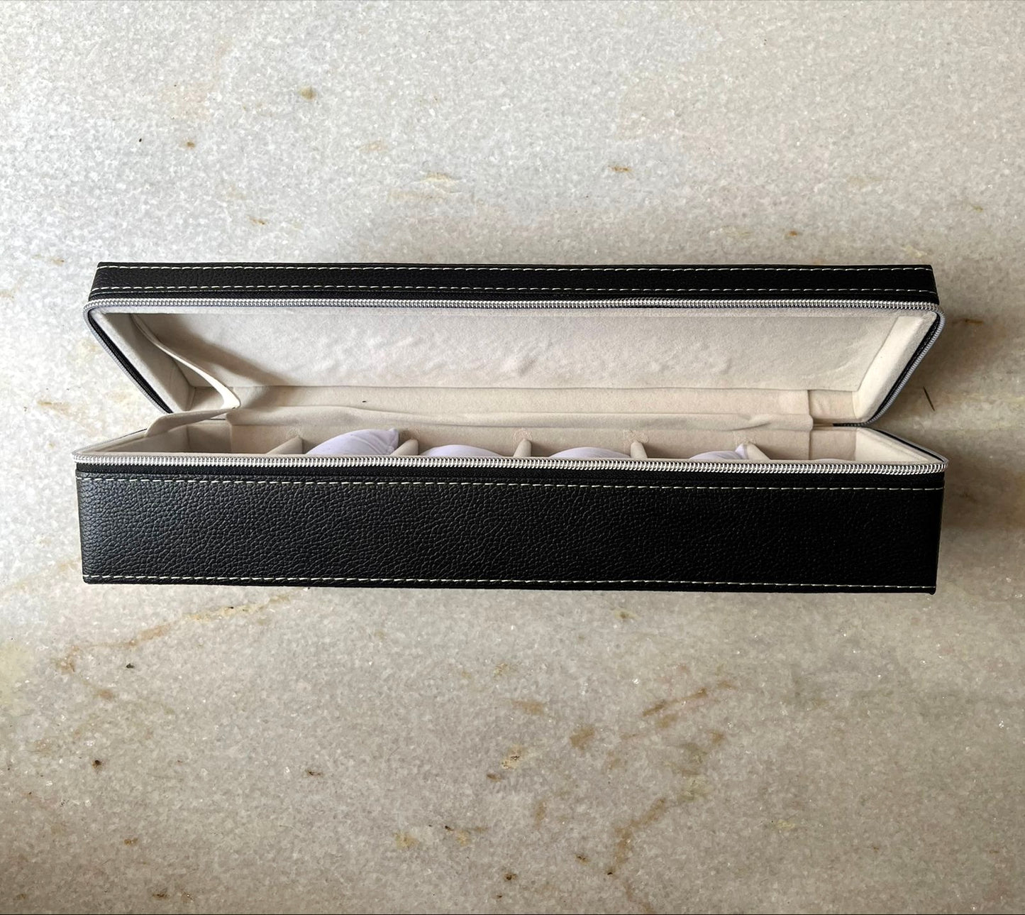 6 Slot Watch Zipper Organiser Storage Box with Soft Cushions