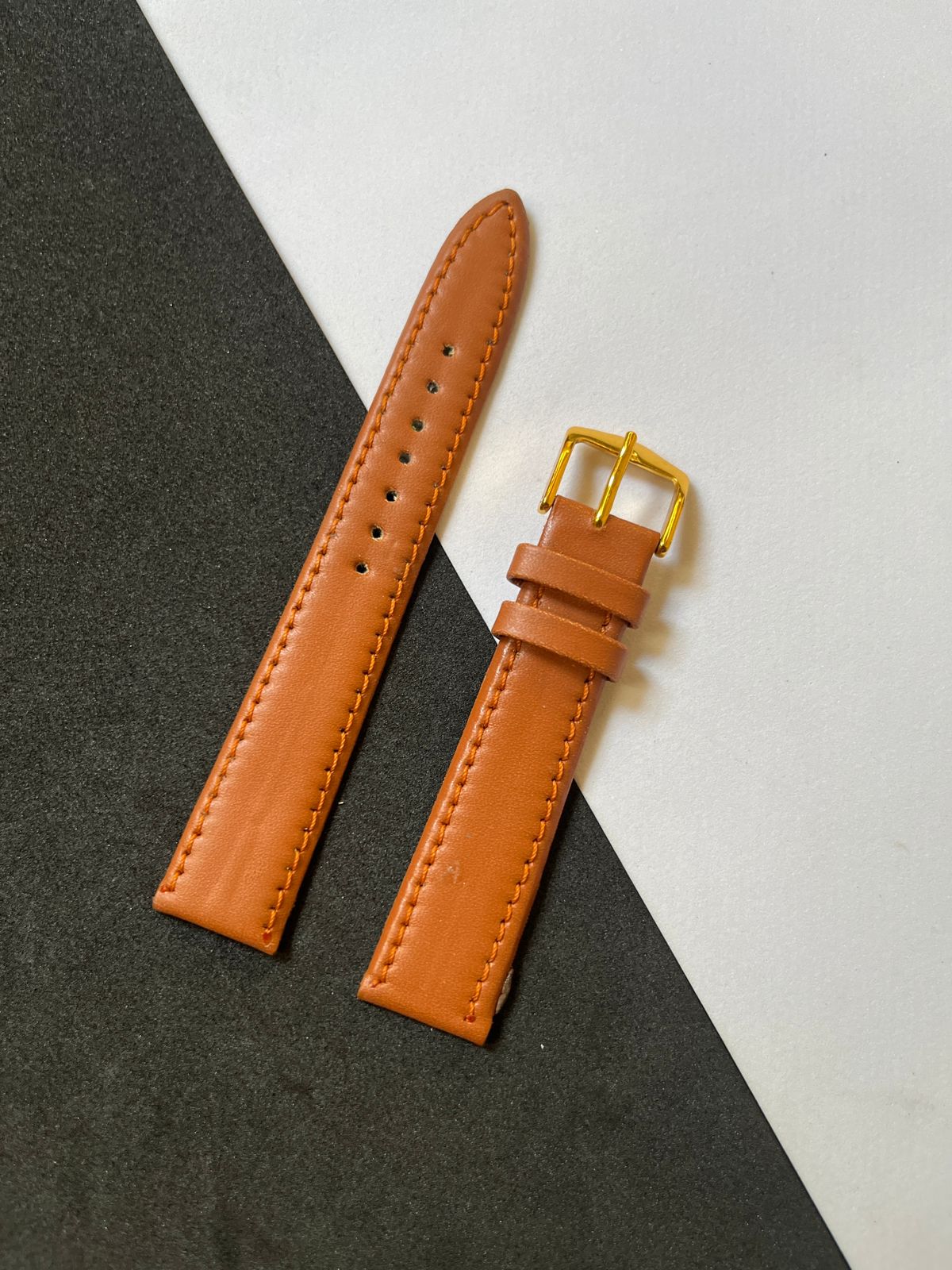 Gold Buckle Leather Watch Strap