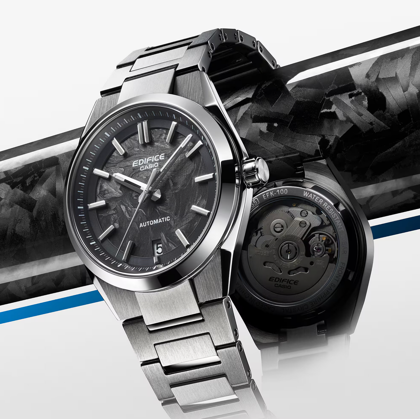 CASIO EDIFICE AUTOMATIC - EFK-100CD-1A - BLACK FORGED CARBON DIAL - ED669