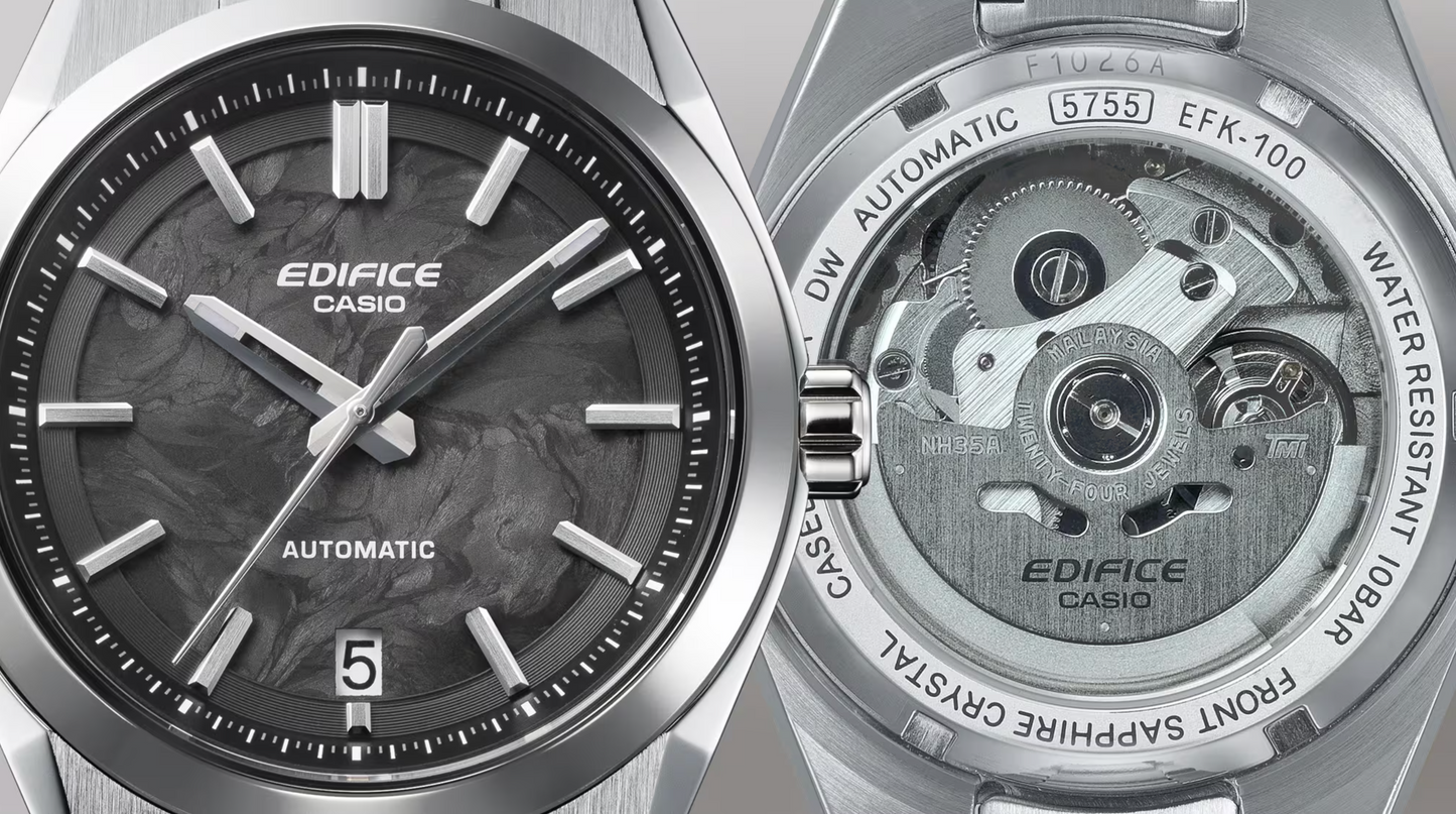 CASIO EDIFICE AUTOMATIC - EFK-100CD-1A - BLACK FORGED CARBON DIAL - ED669