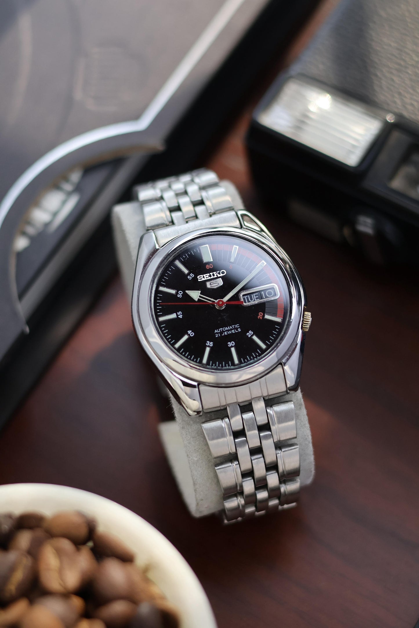 (Super Rare) Seiko 5 Black Racing Dial - Automatic Vintage Watch (Pre Owned) - A153