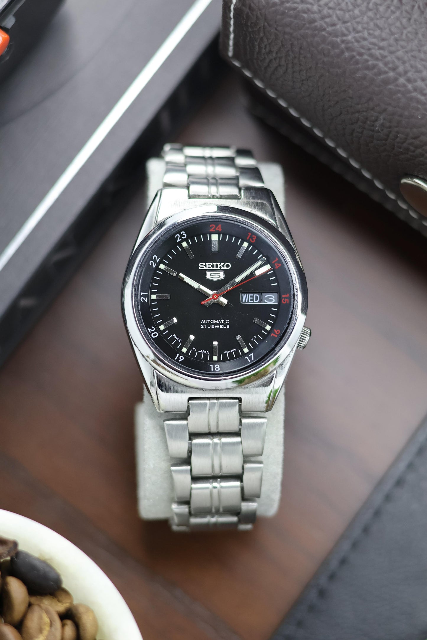 Seiko 5 Railway Time Black Dial with Glass Back - Automatic Watch (Pre Owned) - A169