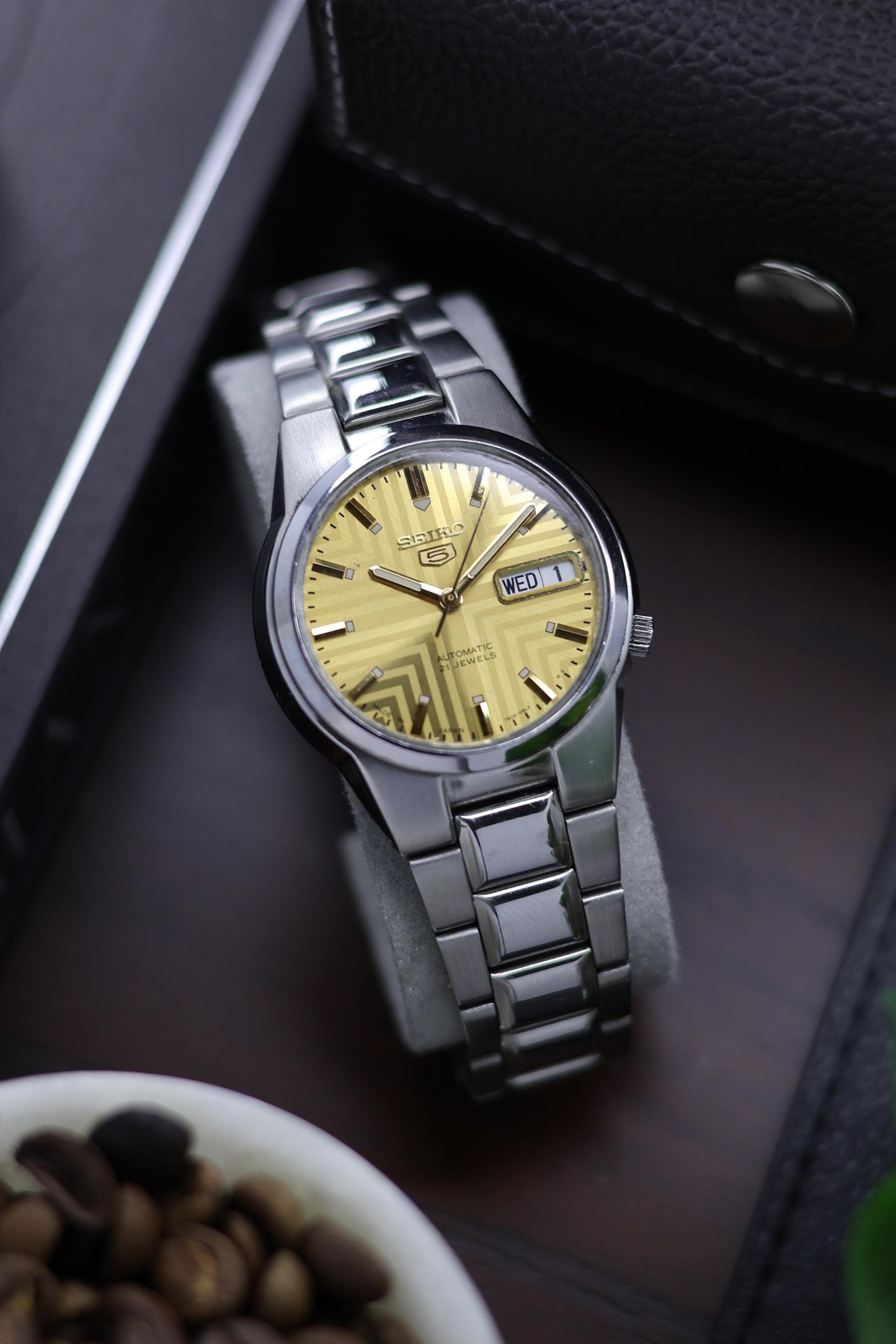 Seiko 5 Gold Motif Dial with Glass Back - Automatic Watch (Pre Owned) - A94