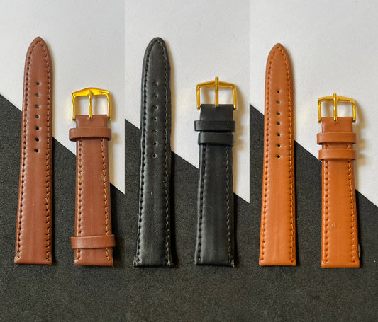 Gold Buckle Leather Watch Strap