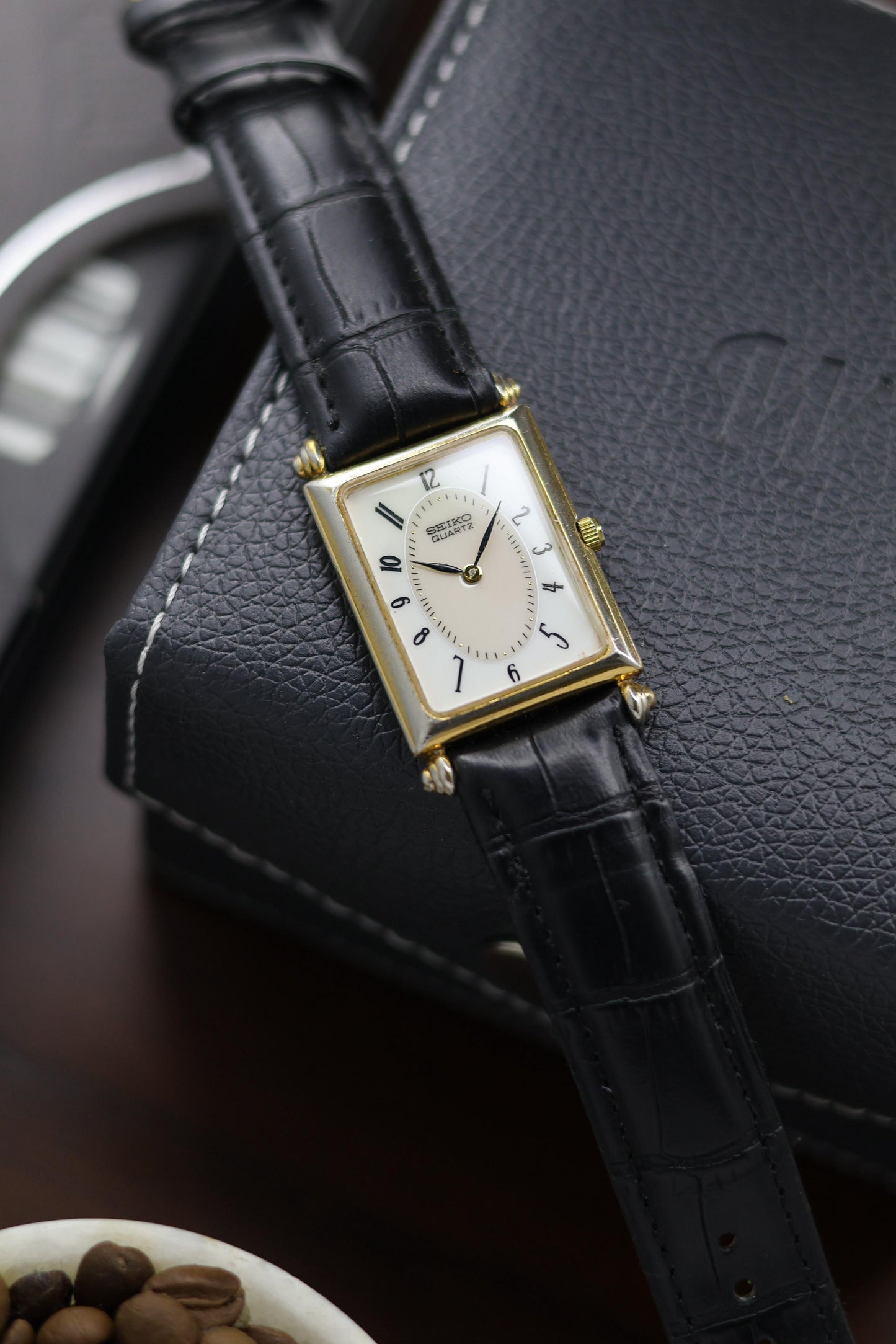 (JDM - Extremely Rare) 1992 Seiko Tank Art Deco Enamel Dial - Quartz Vintage Watch (Pre Owned) - A363