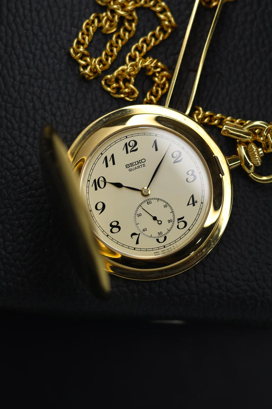 (JDM - ULTRA Rare) 1998 Seiko Pocket Enamel Dial Watch with Small Seconds & Gold Plated Case  - Japanese Vintage Watch (Pre Owned) - SE809