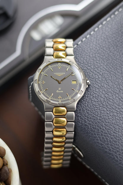 (Extremely Rare) LONGINES Conquest TITANIUM Dual Tone Grey Dial - Swiss Vintage Watch (Pre Owned) - A247