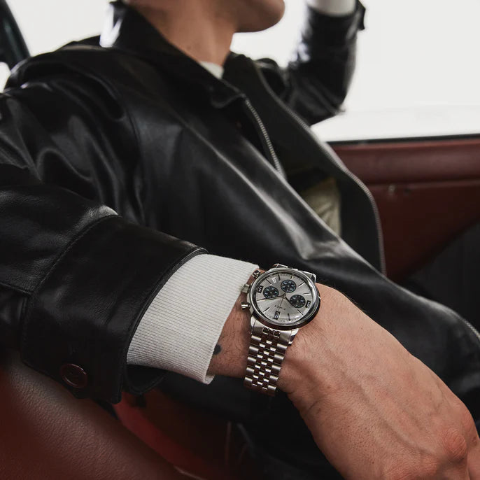 NEW Timex Marlin PANDA 42mm TWEG26704 Men Silver-Tone Analog Round Stainless Steel Watch