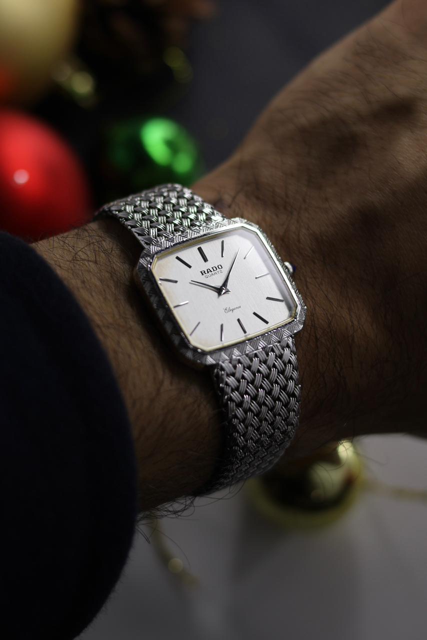 (Extremely Rare) RADO Elegance Square Dial with Integrated Woven Milanese Bracelet - Swiss Vintage Watch (Pre Owned) - SE400