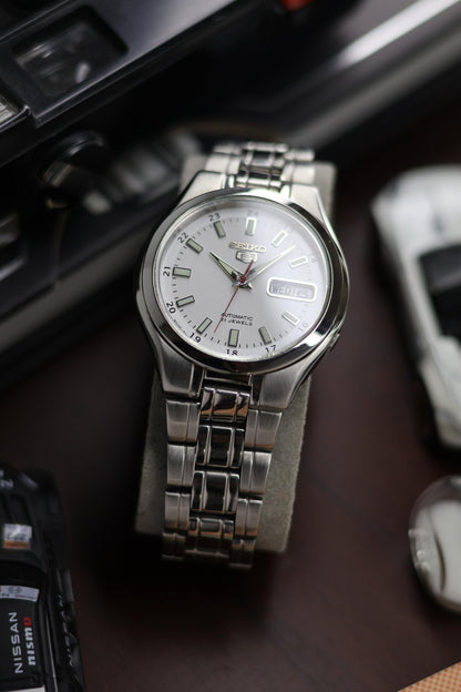 (Super Rare) Seiko 5 Railway Time White Dial with Glass Back - Automatic Vintage Watch (Pre Owned) - SE512