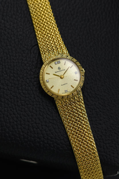 (Extremely Rare) SANDOZ Swiss Ladies Champagne Dial with Integrated Woven Milanese Bracelet - Swiss Vintage Watch (Pre Owned) - SE785