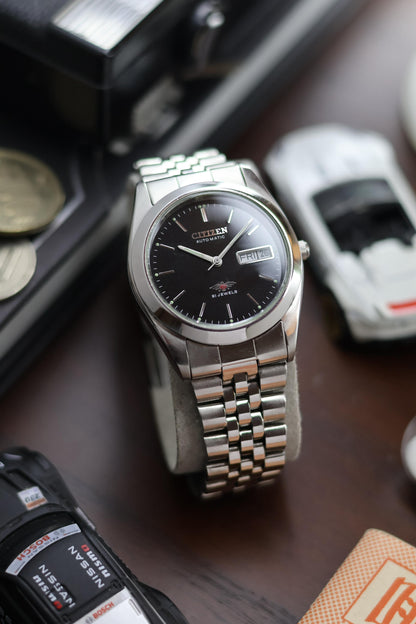 (Super Rare) Citizen Eagle 7 “Datejust” Black Mirror Dial with Jubilee Bracelet - Automatic Vintage Watch (Pre Owned) - SE515