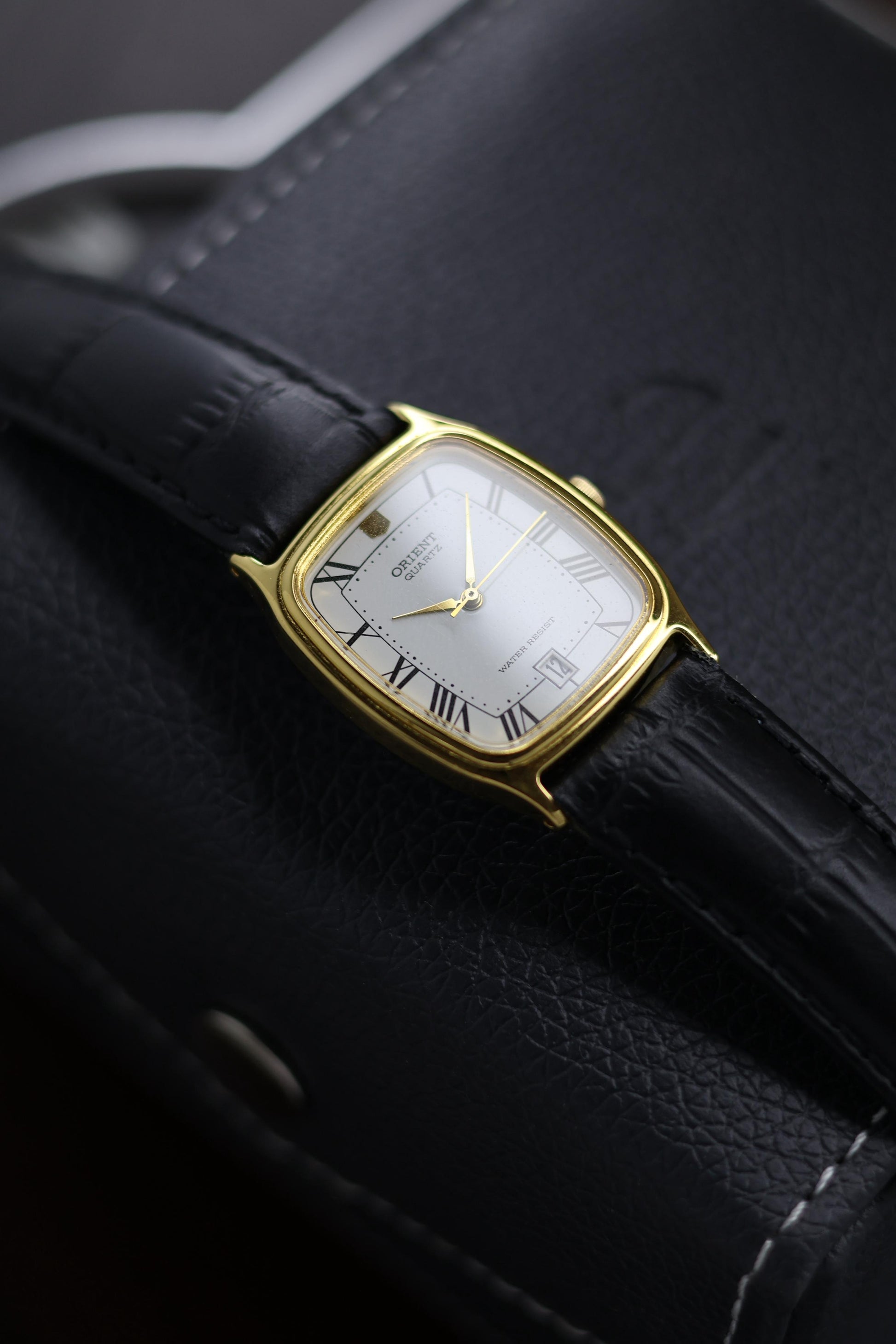 (JDM Extremely Rare) NOS Orient Tank Quartz White Dial with Gold Plated Case Vintage Watch (Pre Owned) A175