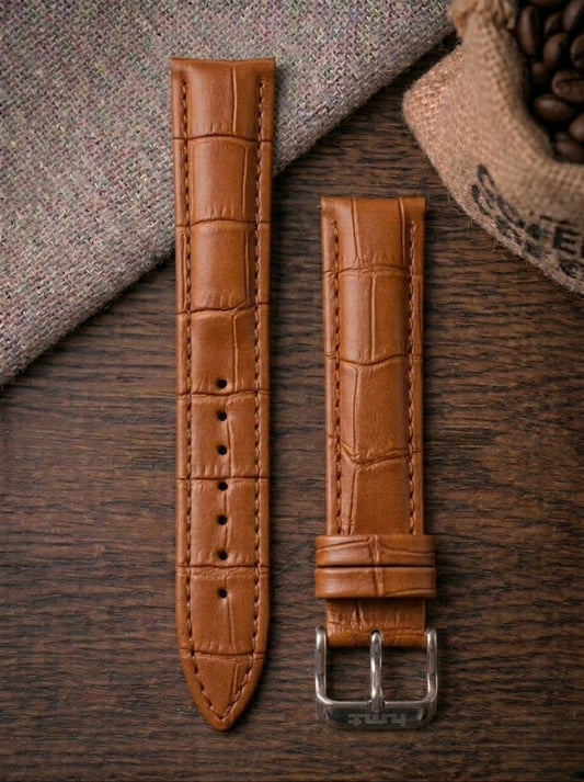 Tan Brown Croc Leather Watch Strap (18mm)