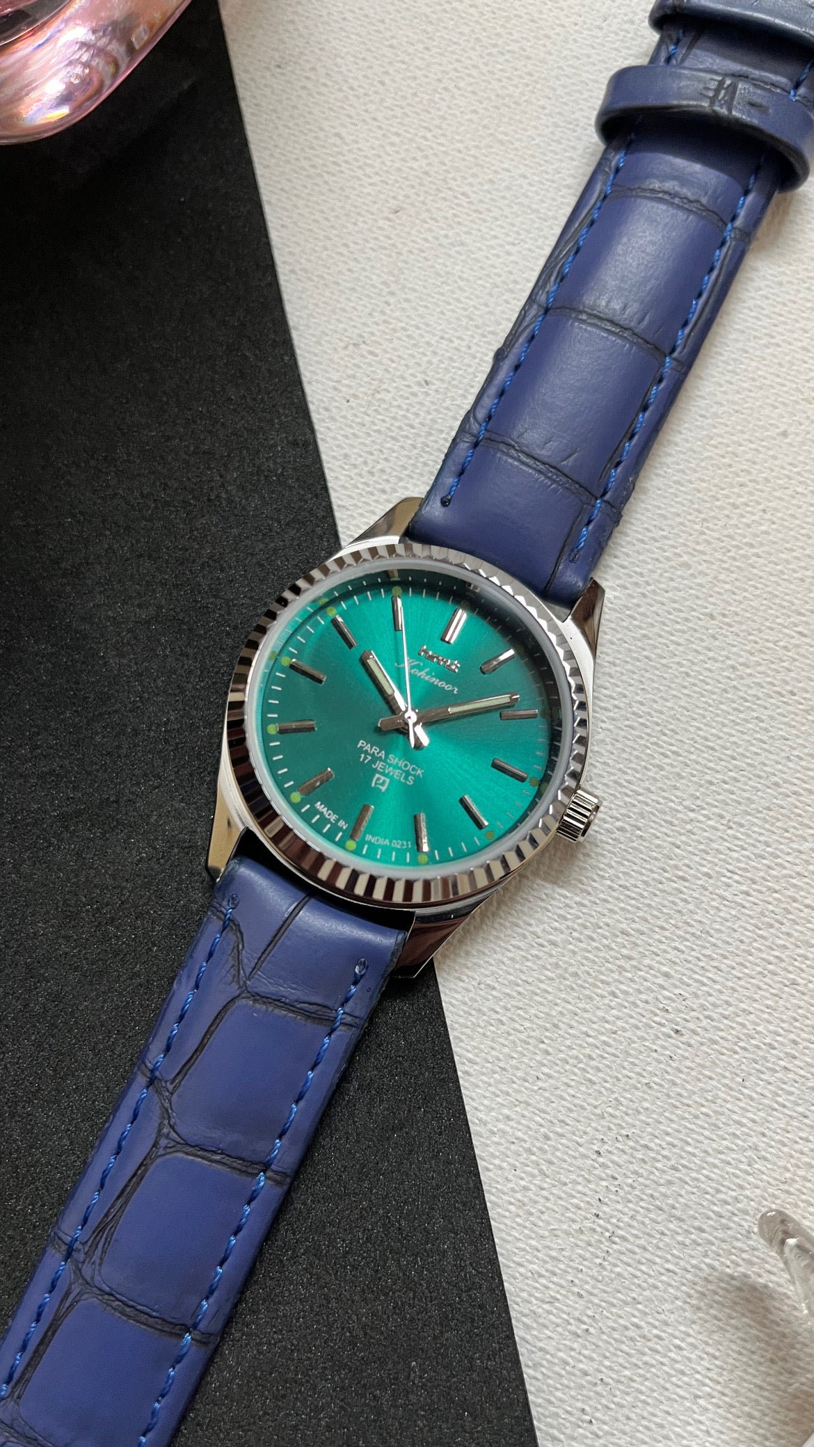 Fluted HMT Kohinoor - AQUA / TIFFANY BLUE SUNBURST