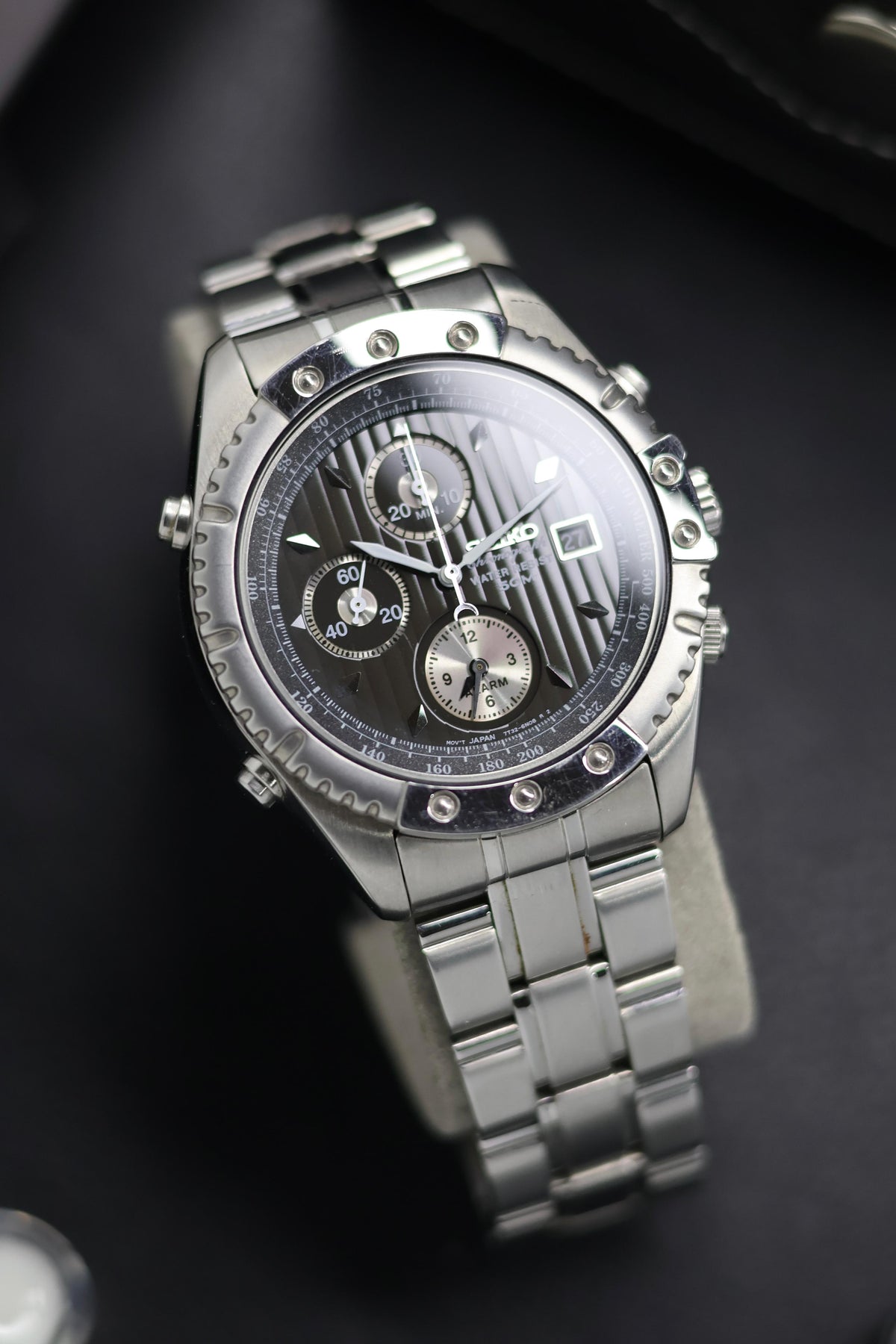 (JDM - Extremely Rare) 1998 Seiko Chronograph Dark Grey Dial with Alarm - Quartz Vintage Watch (Pre Owned) - SE498