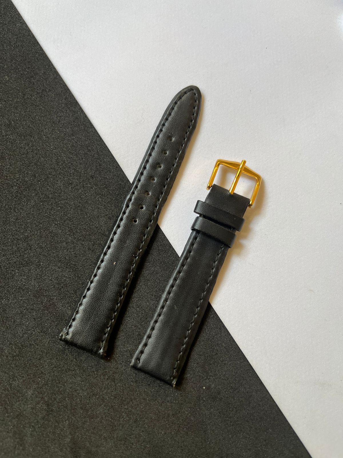 Leather watch strap gold buckle sale