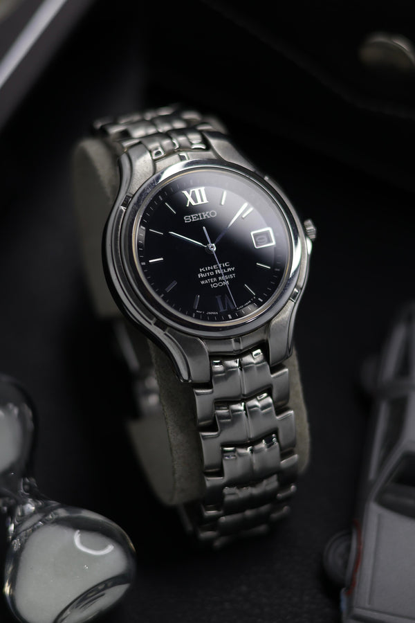 (JDM - Extremely Rare) Seiko Kinetic Auto Relay Black Lacquered Dial - Self-Winding Quartz Vintage Watch (Pre Owned) - SE900