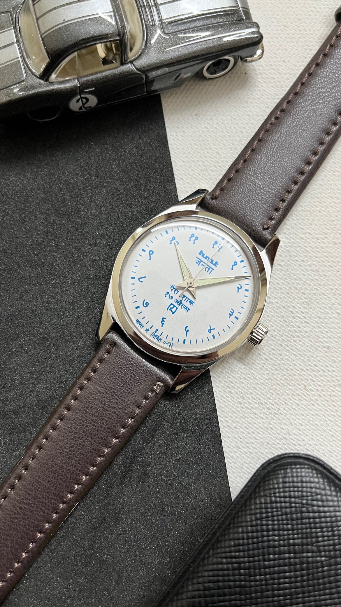 (Limited) HMT Janata Devanagri - WHITE Dial with Blue Numbers and Lume Hands