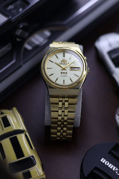 (Super Rare) Orient Tri-Star Crystal Linen Dial - Automatic Vintage Watch (Pre Owned) - SE479