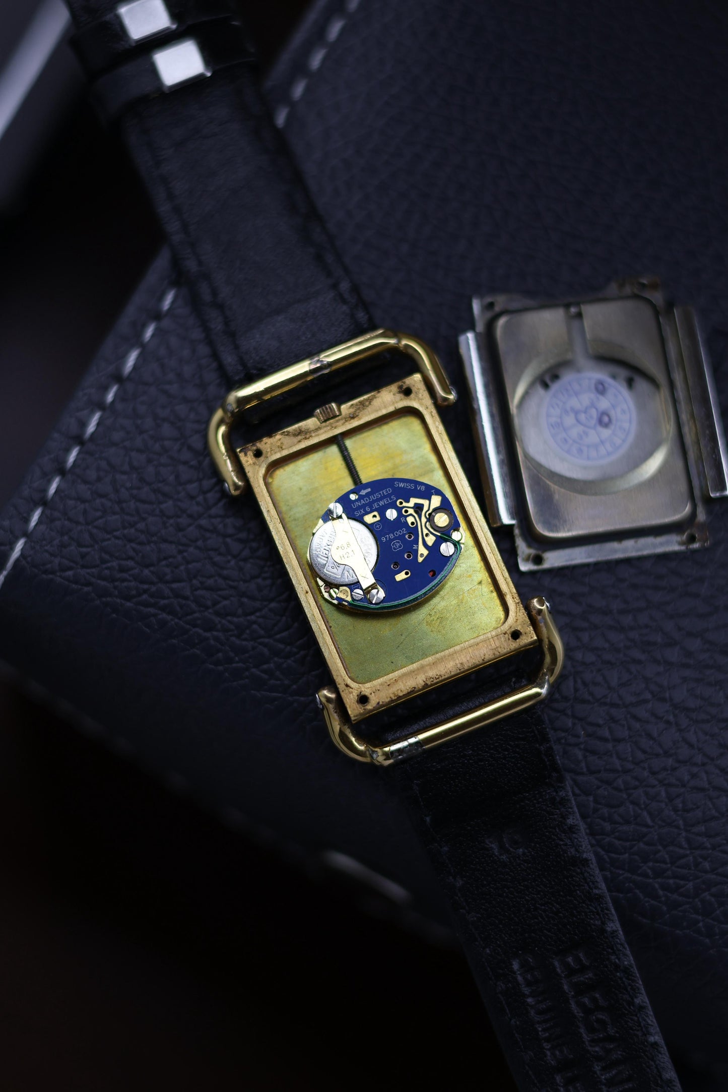 (Extremely Rare) TECHNOS SWISS Tank with Gold Plated Case - Swiss Vintage Watch (Pre Owned) - A231