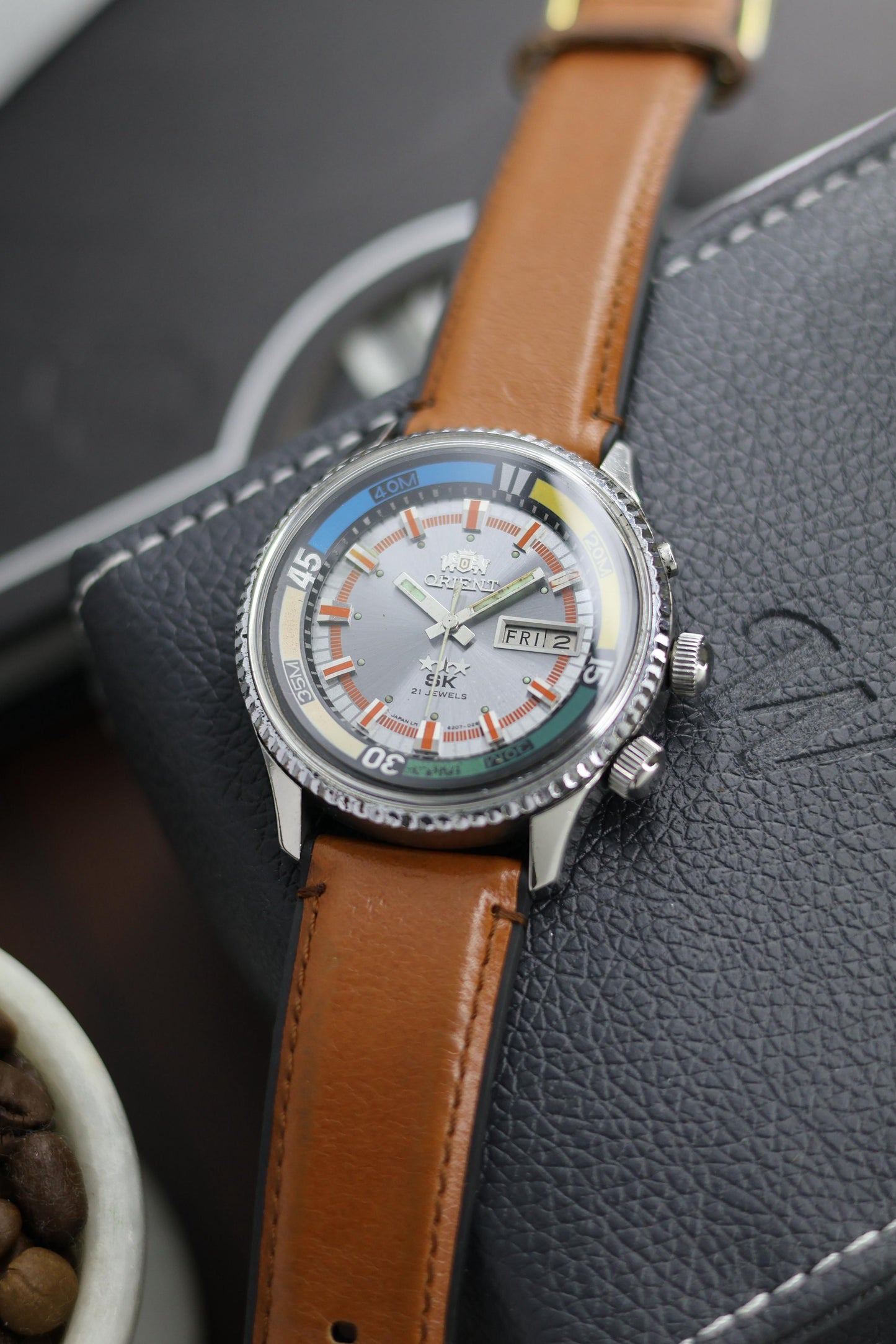 (Super Rare) Orient Tri-Star SK Diver Silver Dial with Rotating Inner Ring - Automatic Vintage Watch (Pre Owned) - A416