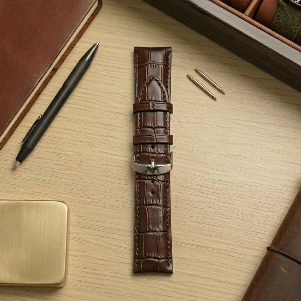 PREMIUM Genuine Leather Padded Croc Watch Strap