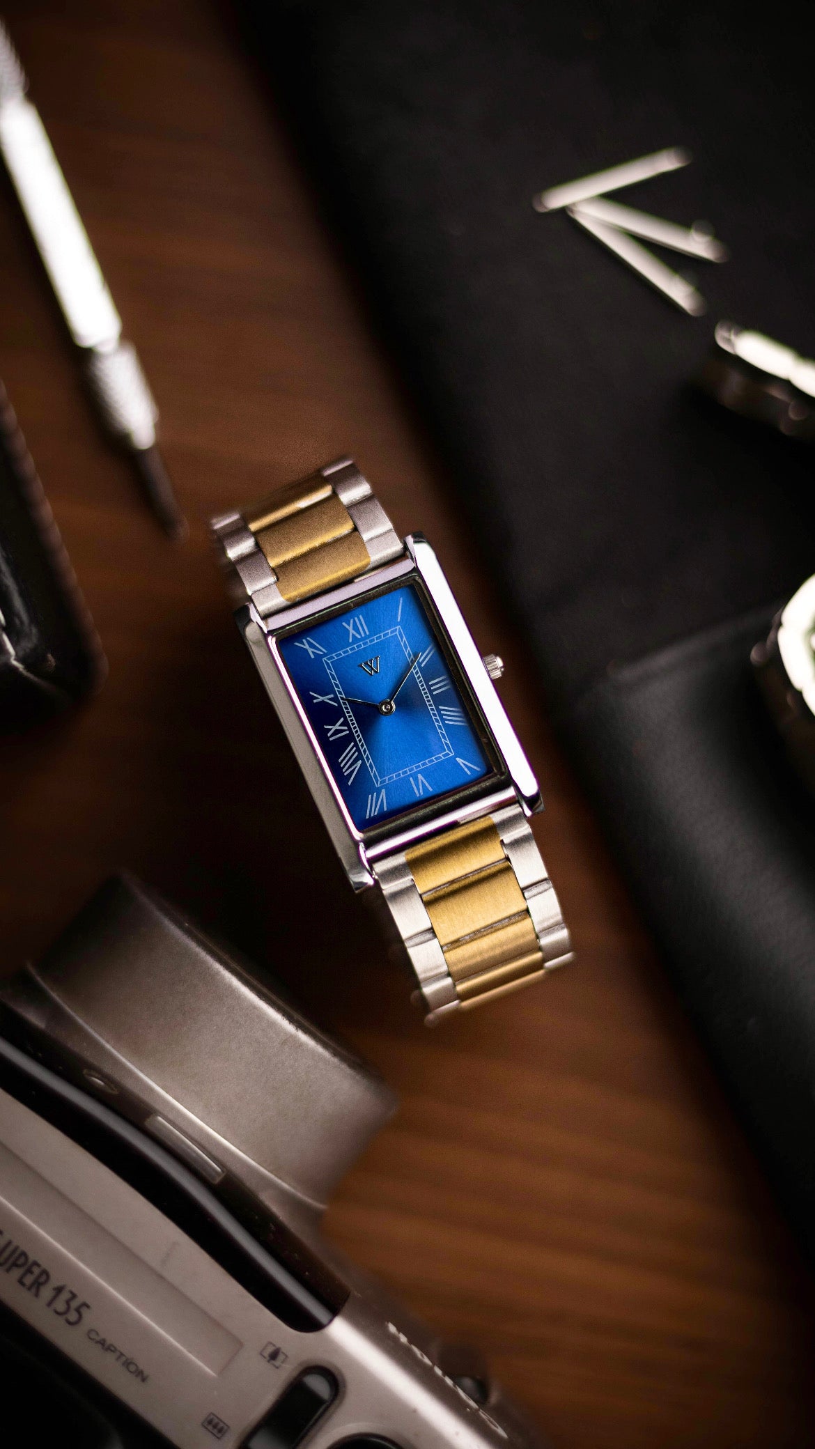 The S23 - BLUE Dial - Slim Tank Style Watch - by Watchtopia